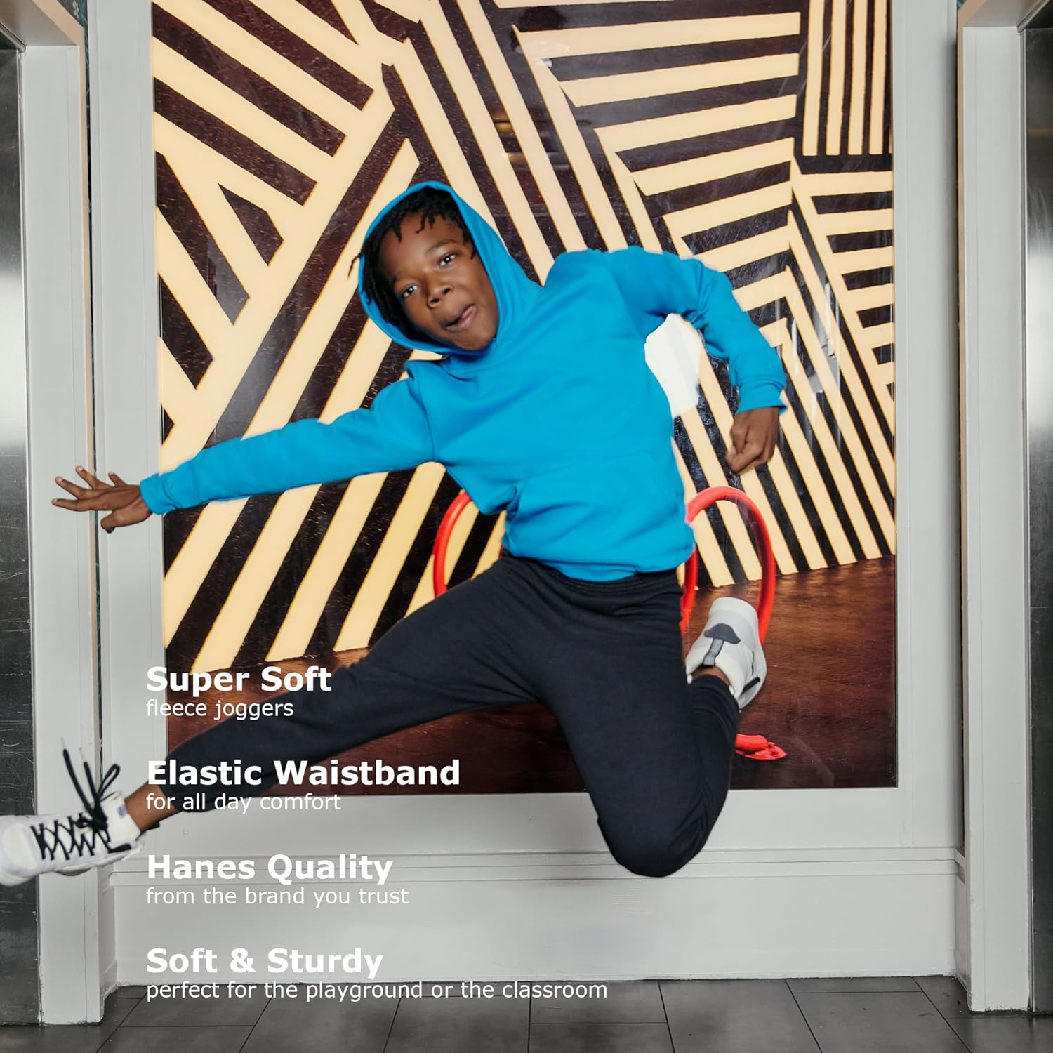 Hanes Big Boys' Eco Smart Fleece Pant, Deep Royal, Small image number 3