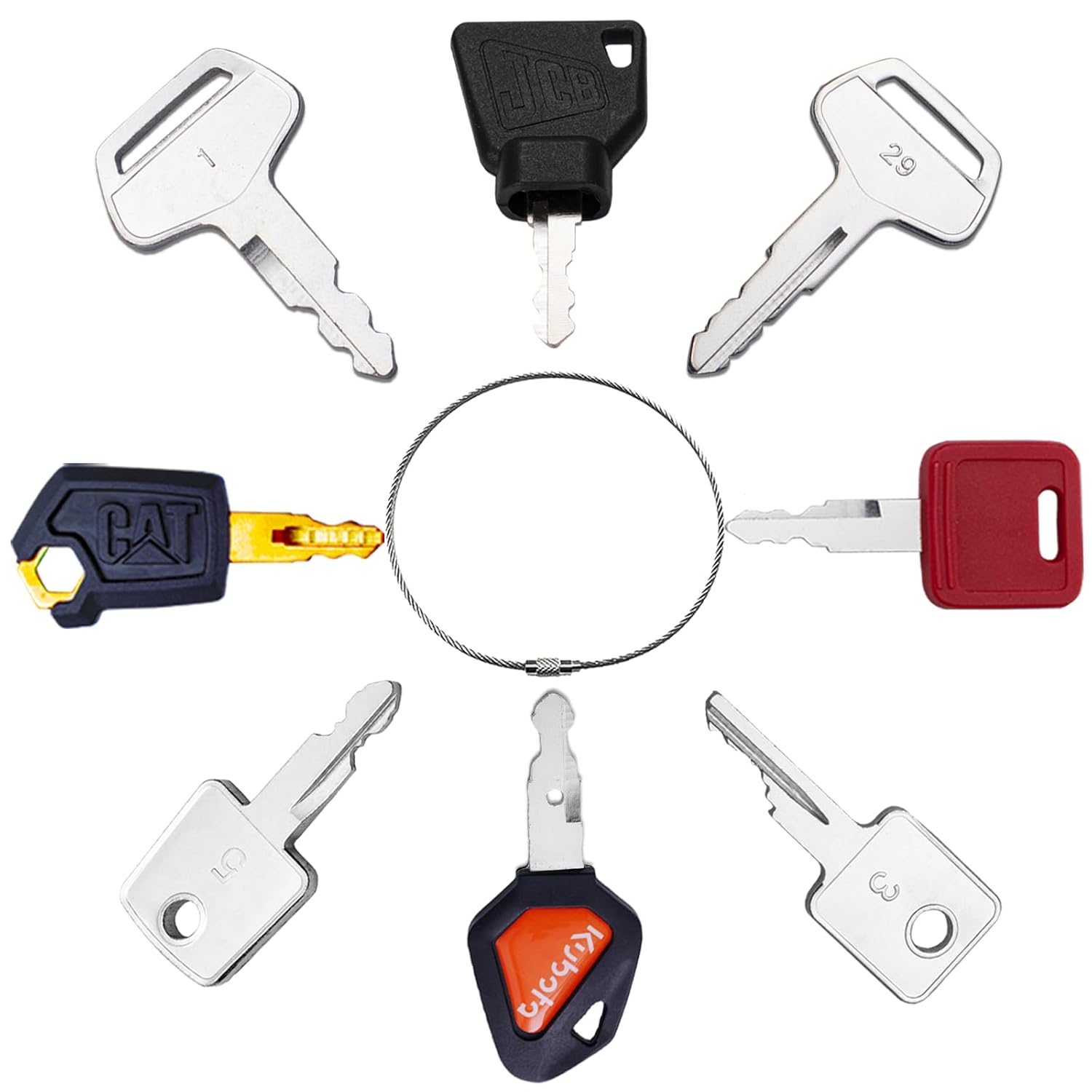 8PCS Ignition Starter Key Set S450 D250 K250 787 5P8500 14607 H800 459A Compatible with JCB Kubota Bobcat CAT Excavators Agricultural, Diggers Dumper, Roller, Forklift, Backhoe Tractor Etc image number 4