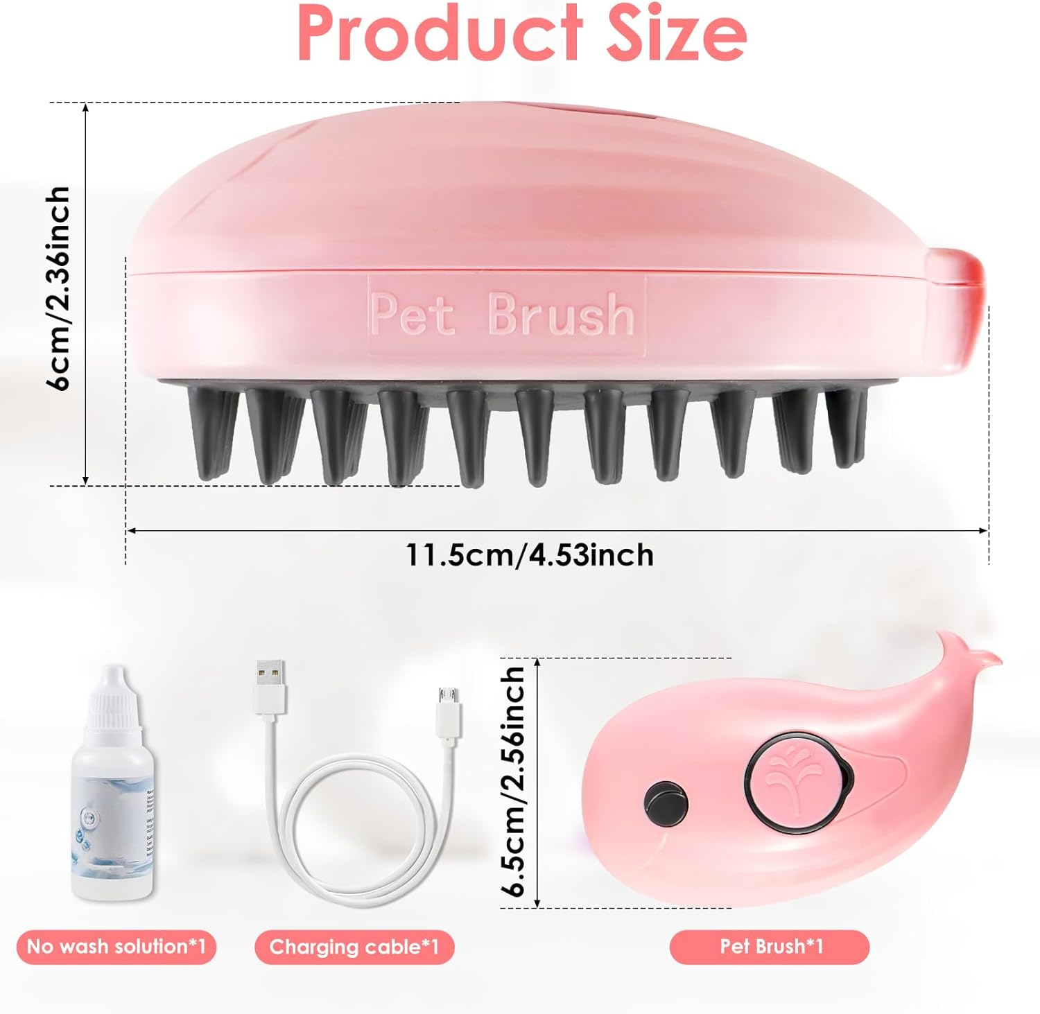 Cat Steam Brush 3 in 1 Spray Cat Brush Usb Rechargeable Steaming Cat Grooming Brush Knot and Loose Hair Removal Brush Pet Shedding Comb for Cat and Dog Pet (Pink) - Pink image number 6