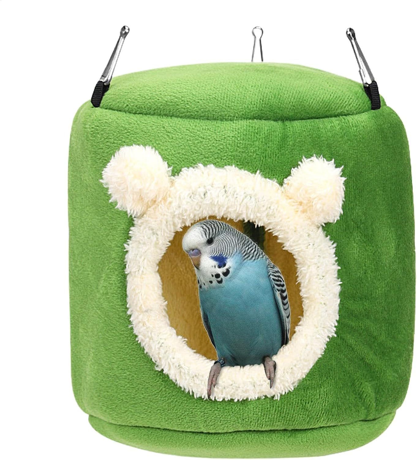 Kuehssn Parrot Warm Nest - with 3 Hooks Winter Bird House Toy,Winter Bird Warmer for Cage, Warm Snuggle Hut for Pearl Birds, Sugar Gliders, Munias, Squirrels, Hamsters image number 5