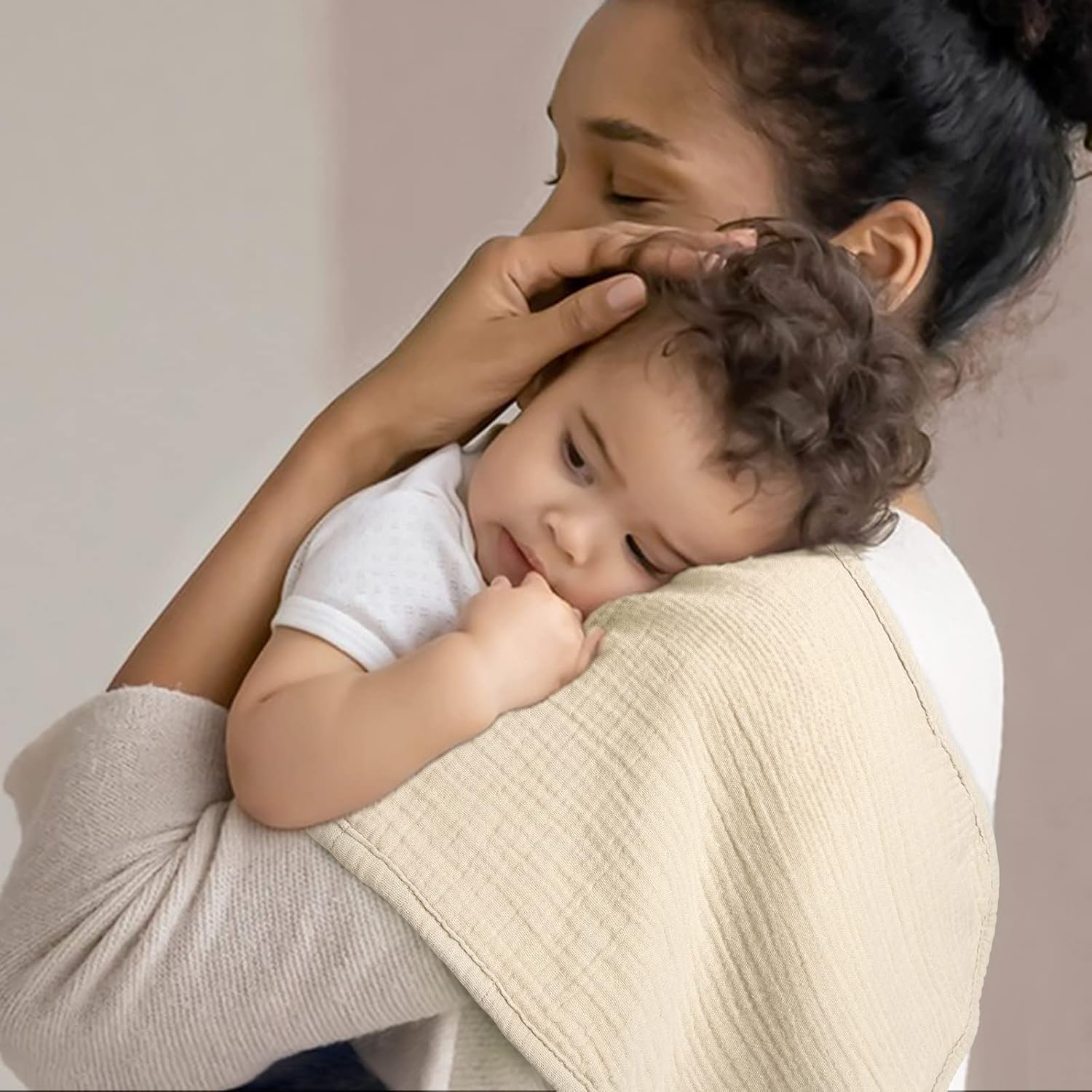 Lulumoon Muslin Burp Cloths for Babies: 100% Soft Cotton Large Burping Cloths - Neutral Baby Burp Rags for Boy and Girl - Absorbent Burp Cloth for Spit-Ups 6 Pack - Pink image number 5