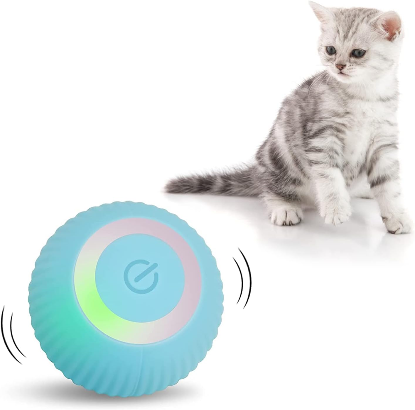 LUPAPA Cat Interactive Toy Ball Intelligent Funny Cat Ball 360 Degree Rotatable with LED Light USB Rechargeable Toy Ball Resistant to Bite (Blue) image number 5