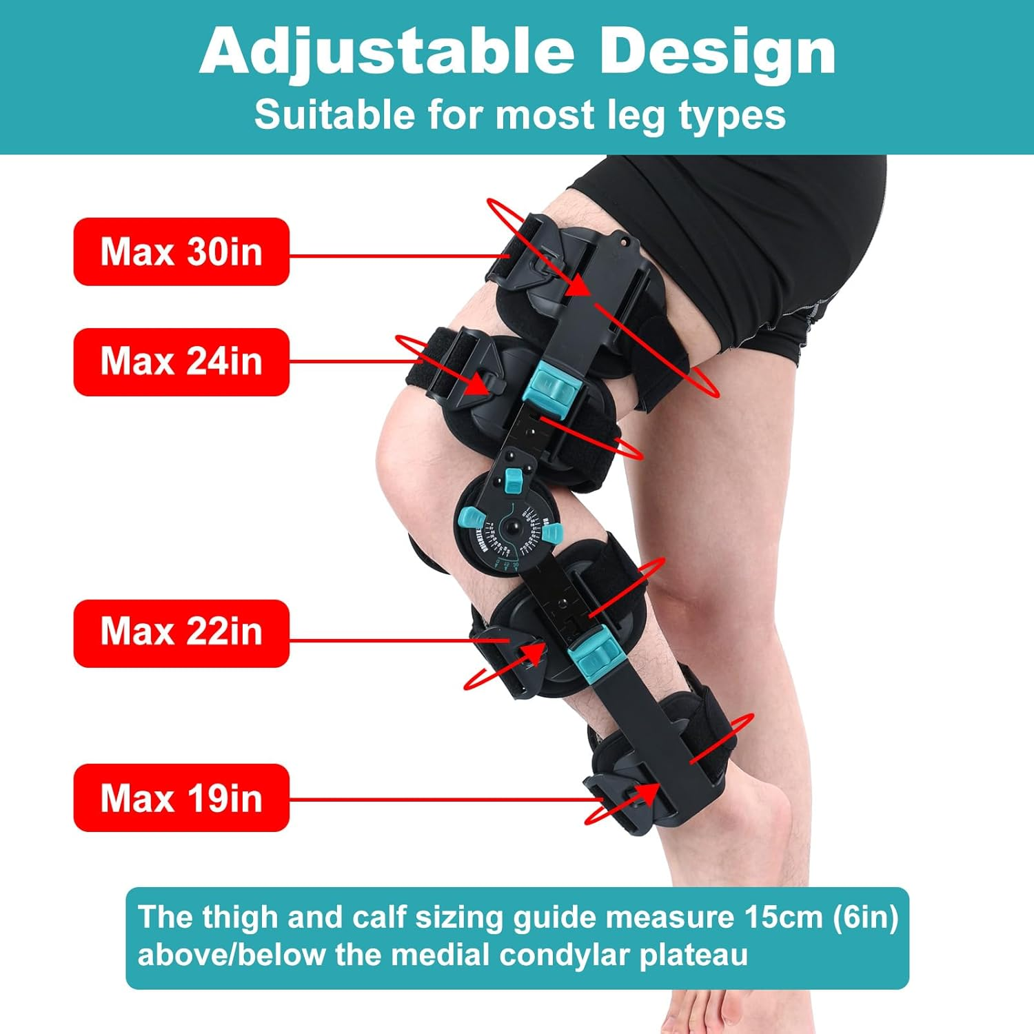 Hinged Post Op Knee Brace, ROM Knee Immobilizer for Recovery Stabilization, ACL, MCL and PCL Injury, Adjustable Orthopedic Knee Support for Left and Right Leg image number 3