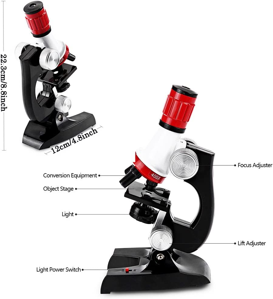 Jiusion Kid Microscope Kit, 100X 400X 1200X Trinocular Magnification Beginner Toy for Home School Education - Biological Hand Held Camera Microscope with Slides for Children image number 2