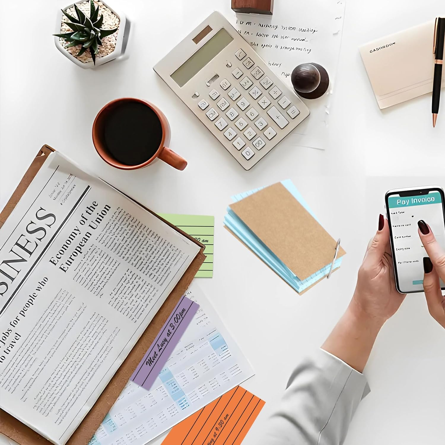 6 Pack Flash Cards 300 Pcs Index Cards Revision Coloured Card Mini Notepads with Binder Rings for Study Office Note Pads School Learning Memo image number 6