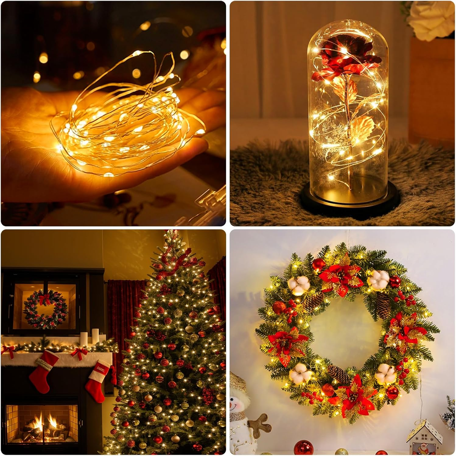 Peasur Battery Operated LED String Lights Timer Pack of 1, 3 M 30 LED String Lights, 2 Modes/Waterproof String Lights for Christmas, Halloween, Bedroom, Interior, Wedding, Flat Decoration, Warm White image number 4
