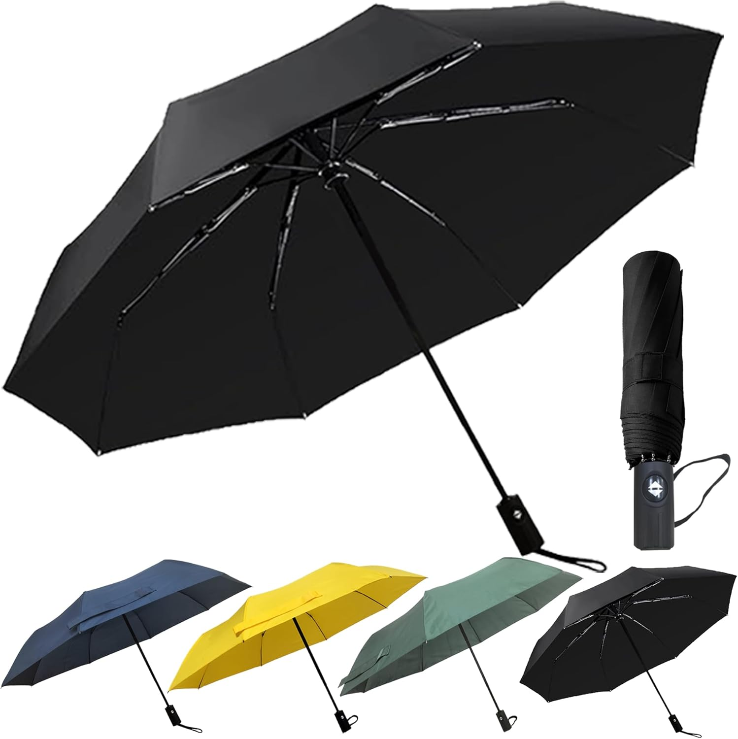 Windproof Travel Umbrella Sturdy Fiberglass Frame Compact Umbrella Auto Open Close Portable UV Protection Umbrella for Travel Something for Everyone