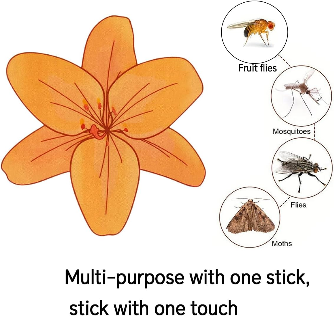 Window Fly Paper for Indoors Sticky,Fly Trap Indoor Non-Toxic & Odorless,Window Sunflowers Decoration Design Sticky Fly Trap Fly Tape 20 Pack (Lily) image number 4