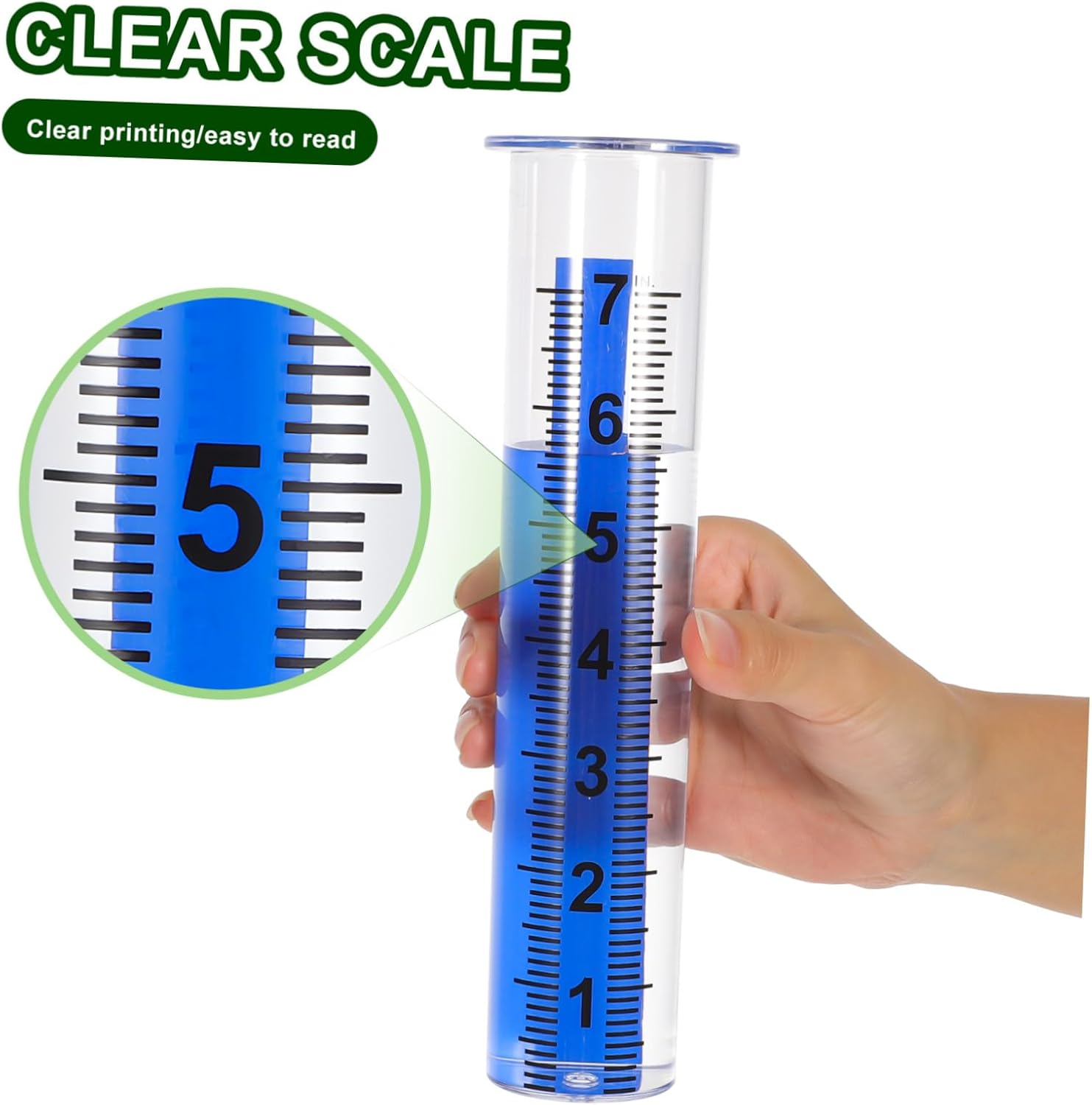 CLISPEED 2 Pcs Precision Plastic Rain Gauge Replacement Tubes with Clear Markings for Accurate Outdoor Rainfall Measurement in Gardens Lawns and Decks image number 3