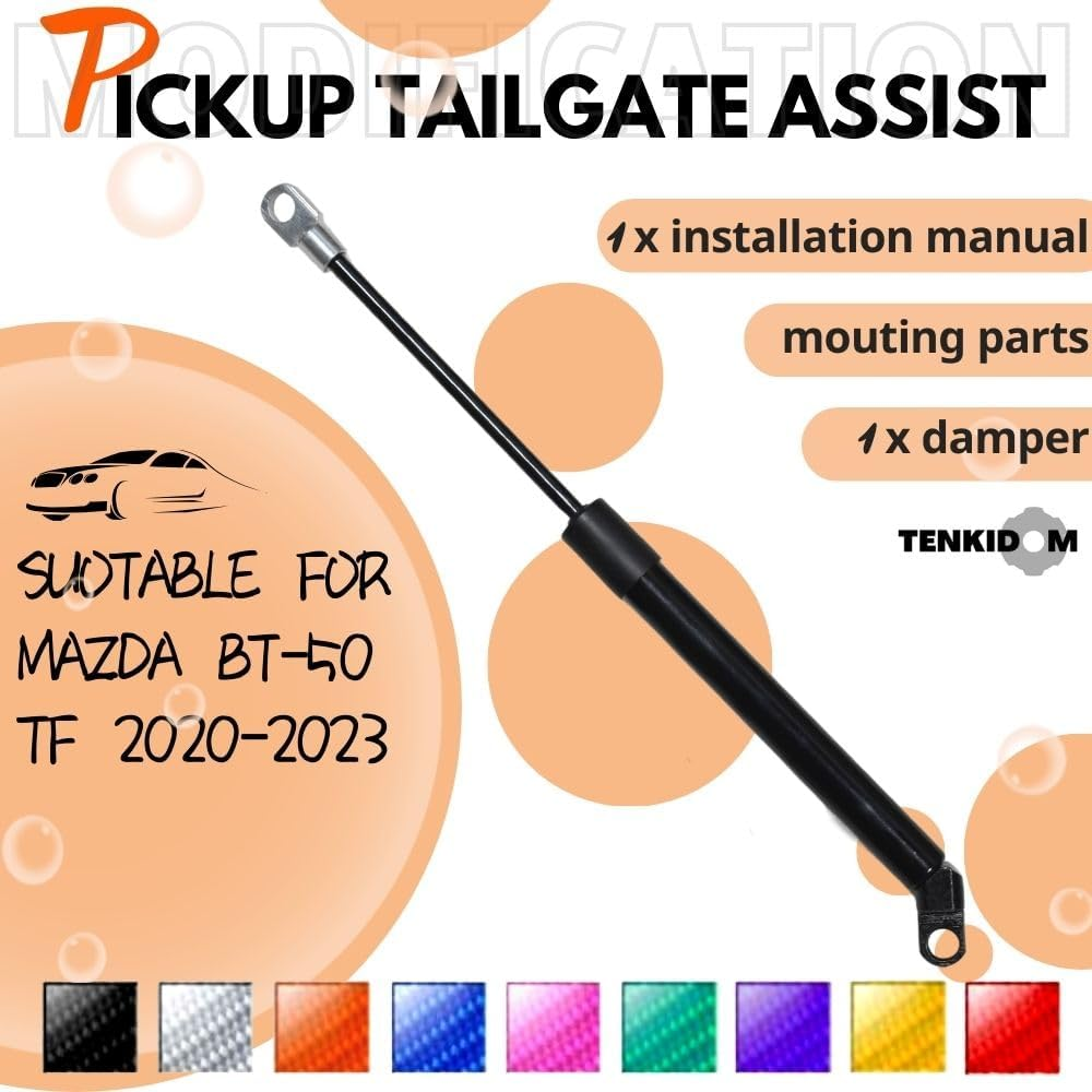 TENKIDOM Pickup Tailgate Assists Compatible with Mazda BT-50 TF 2020-2024 Shock Lift Supports Rear Gas Dampers Springs Kit No-Drill Bolt-On image number 2