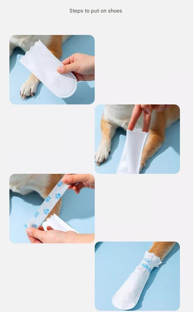 Disposable Dog Boots Paw Protectors Dog Shoes for Small Size Dogs 20 Pcs Pet Shoes with Adjustable Dog Paw Bandage Waterproof Dog Foot Paws Covers Booties for Outdoor & Indoor Walking (White, S) image number 5