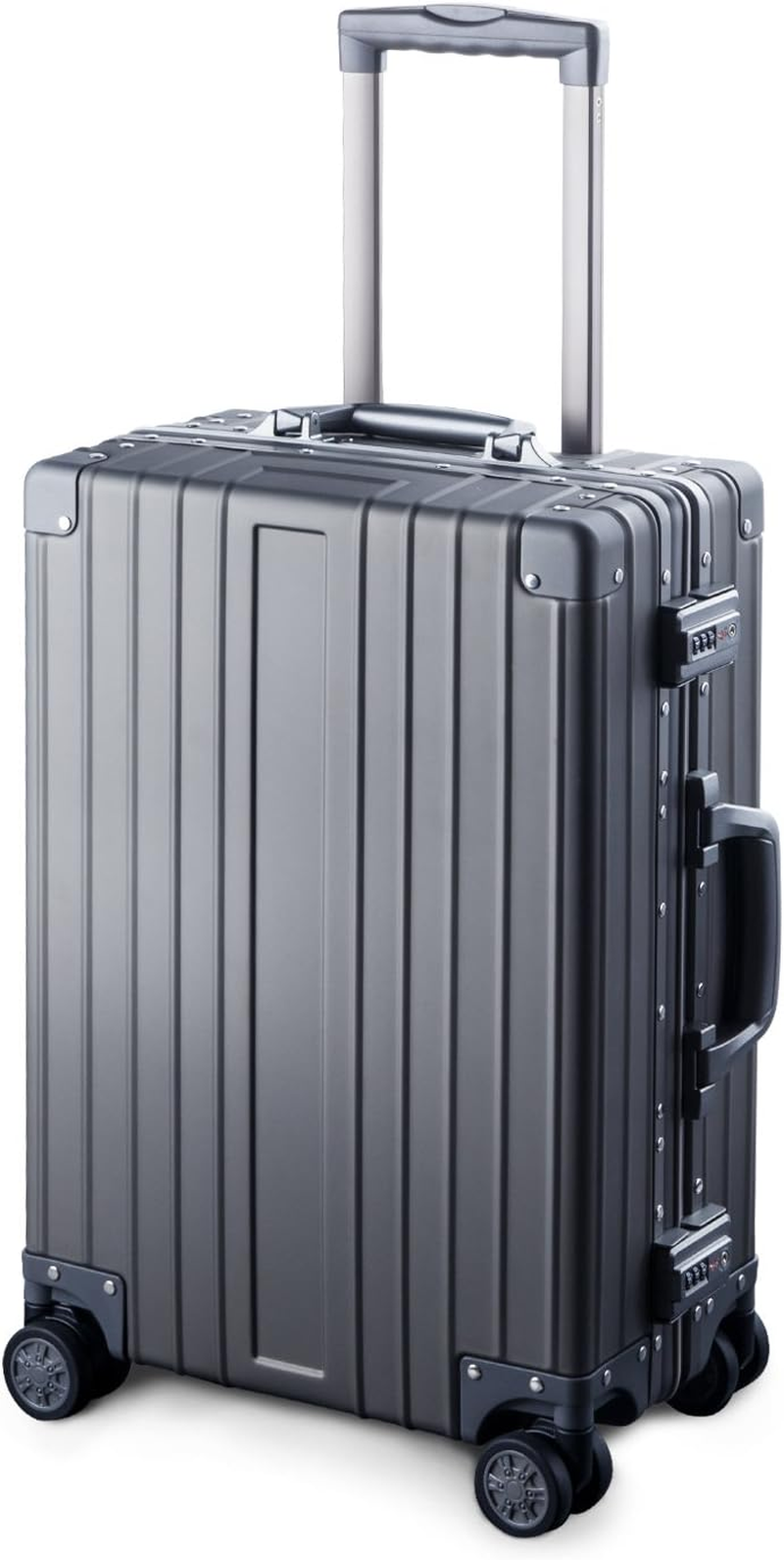 Travelking Multi-Size All Aluminum Hard Shell Luggage Case Carry on Spinner Suitcase by Travelking 20"-28", Silver, 20"