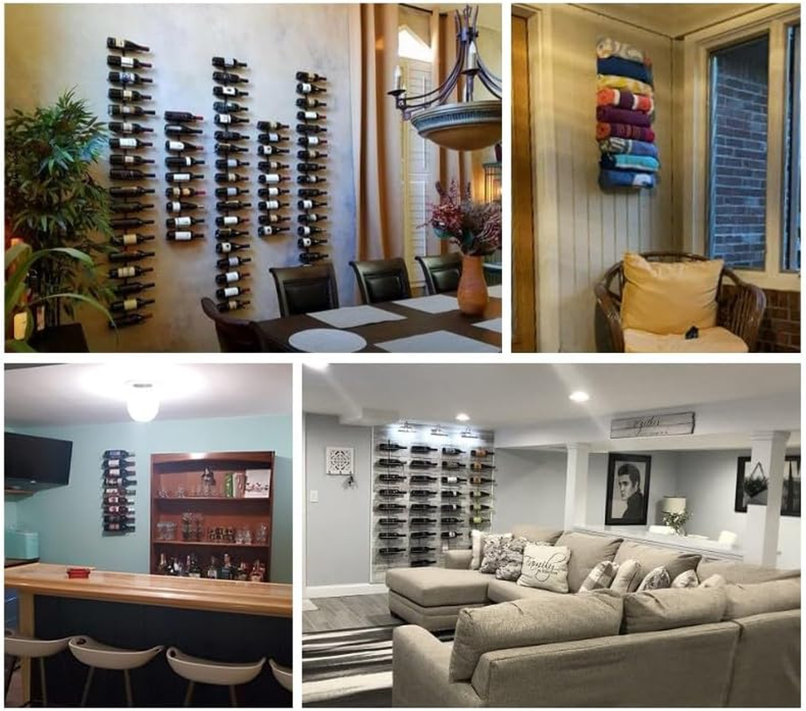 Sorbus Wall Mount Wine Rack - 18 Level Wine Rack Wall Mounted for Wine Bottles, Liquor, Champagne - Black Metal Wine Bottle Holder for Home Bar