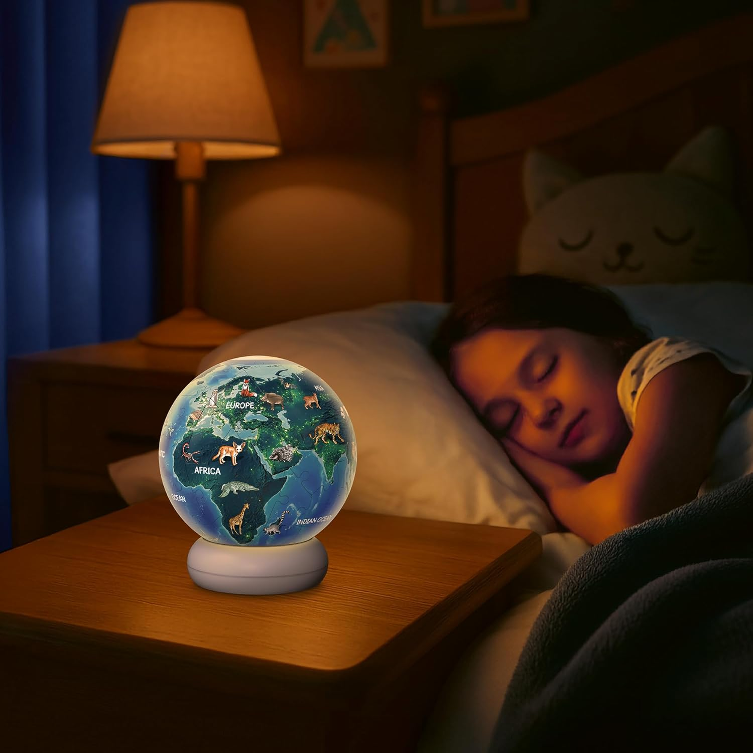 3D Puzzle-Ball Nachtlicht Erde Mit Tiermotiven: Erleben Sie Puzzeln in Der 3. Dimension! image number 4