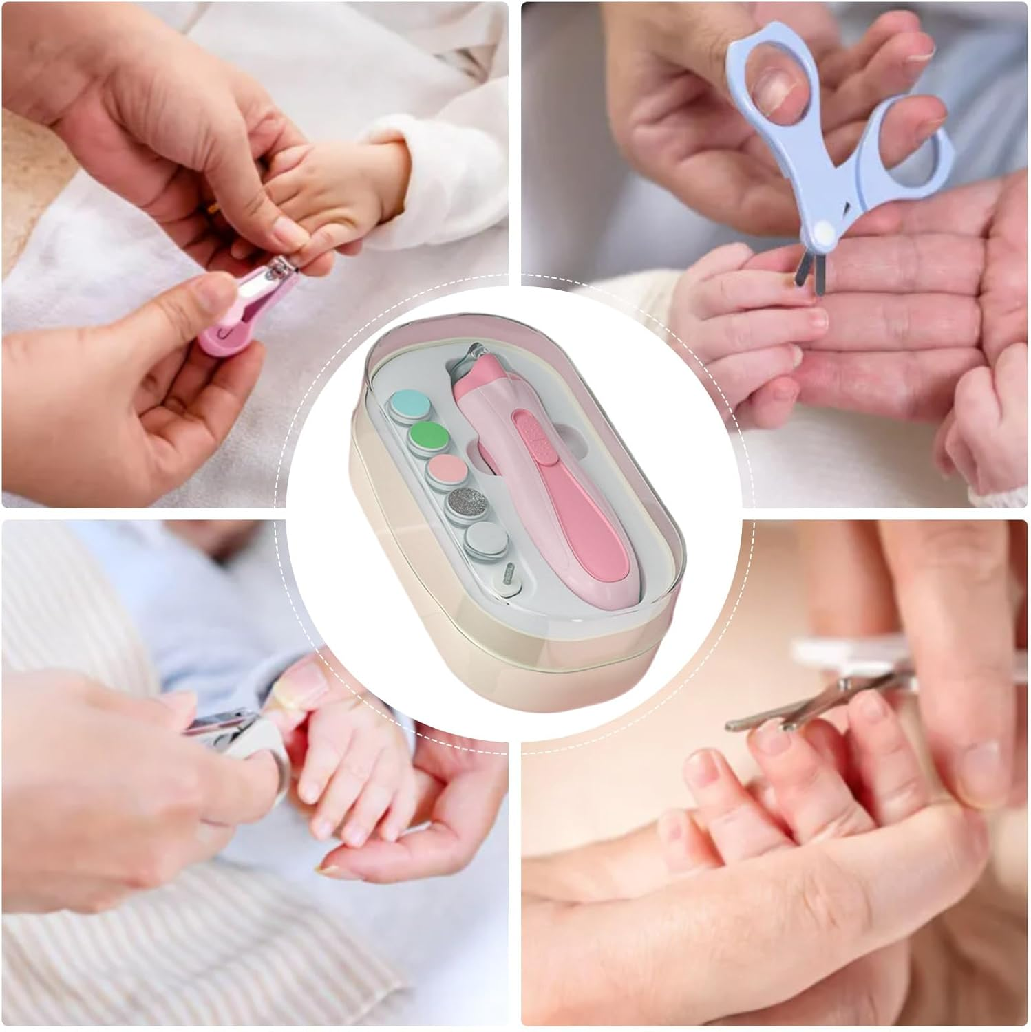 Electric Baby Nail Trimmer - Electric Nail File for Baby | Electricc Naill Grinder, Trim Buffer Kit with Led Light Anti-Pinch Battery Powered Children'S Manicure Care Set for Boys Girls Babies - Pink image number 2