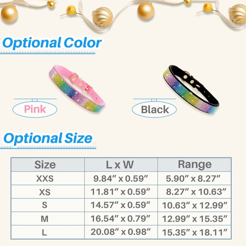 Kalevel Dog Collar Leather Rhinestone Cat Collar Personalized Pet Collar Supplies Adjustable with Metal Buckle Bling Black for Puppies Cats image number 3