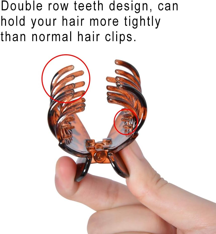 DEEKA 3 PCS 2.5 Inch Tortoise Shell Hair Claw Clips Double Row Teeth Plastic Hair Jaw Clips Hair Barrettes Thick Medium Thin Hair Clips for Women image number 6