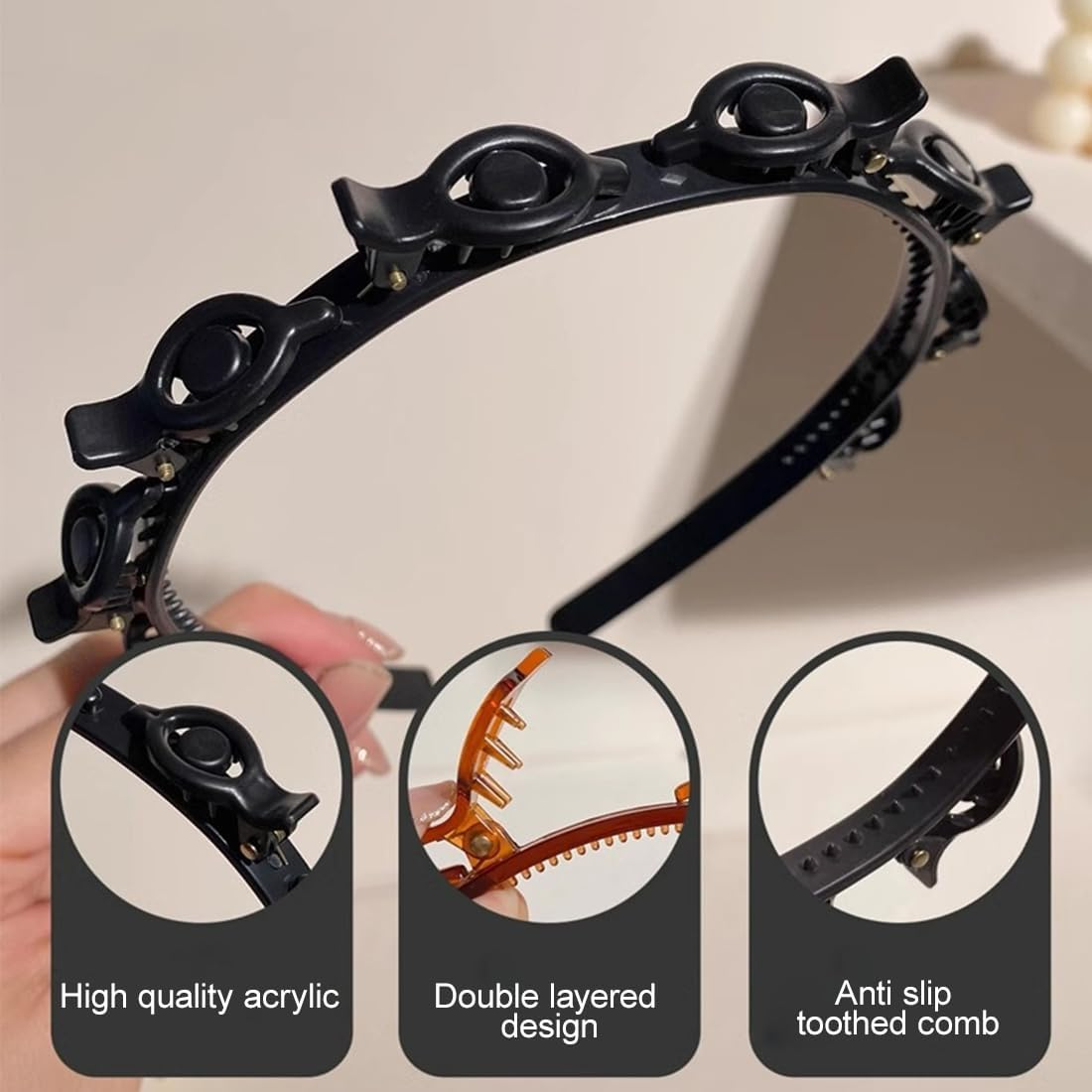 Bangs Hairstyle Hairpin, Headband with Clips and Prongs for Women, Hairstyle Aid Headband with Clips, Hairpins Hairdressing Supplies Women image number 1