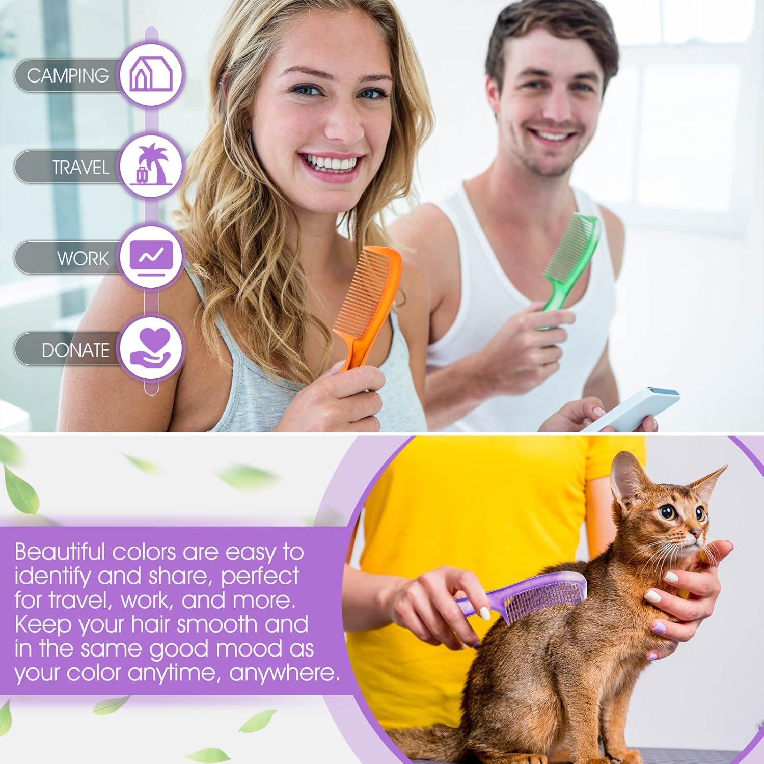 Nuogo 100 Pcs Individually Wrapped Hair Combs Disposable Hair Combs Bulk for Hotel Shelter Homeless Nursing Home Charity Church Gifts(Classic Style)