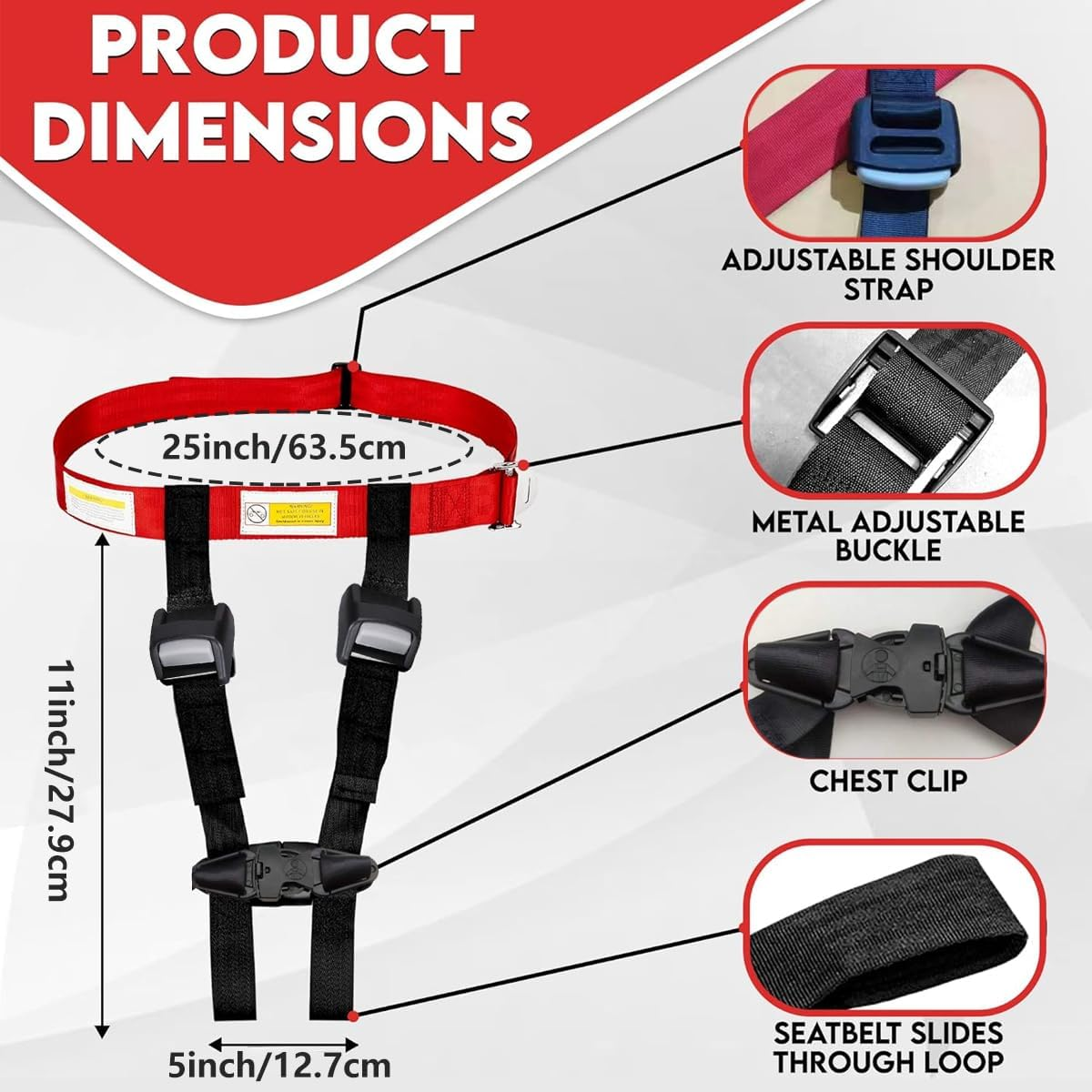 AIMALL Child'S Airplane Safety Harness - Adjustable Travel Strap with Secure Chest Clip for Safe Air Travel, Fits 22-44 Lbs Children image number 5