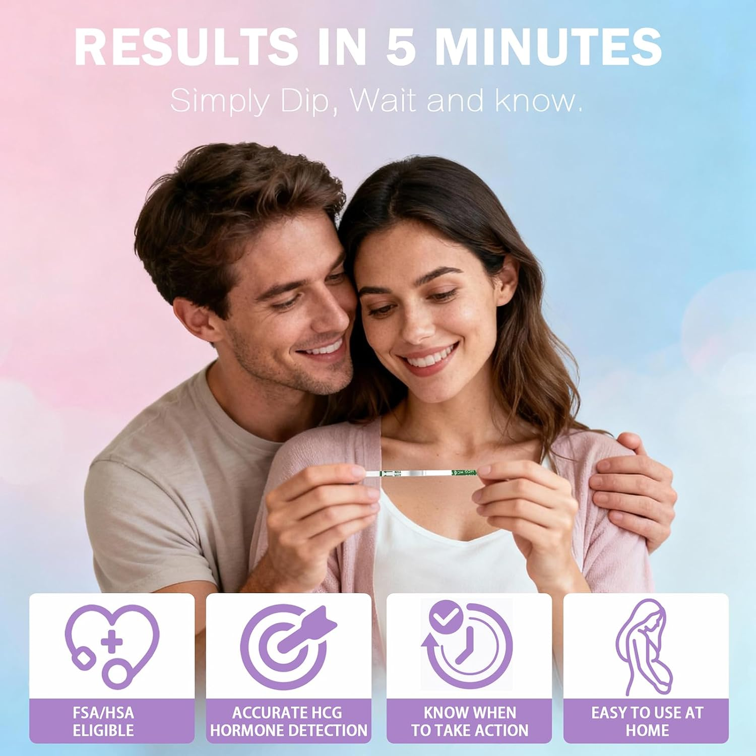 50Pcs of Early Pregnancy Test Strips，Ovulation Test Strips，Easy at Home Ovulation Strips，Independent Packaging image number 1