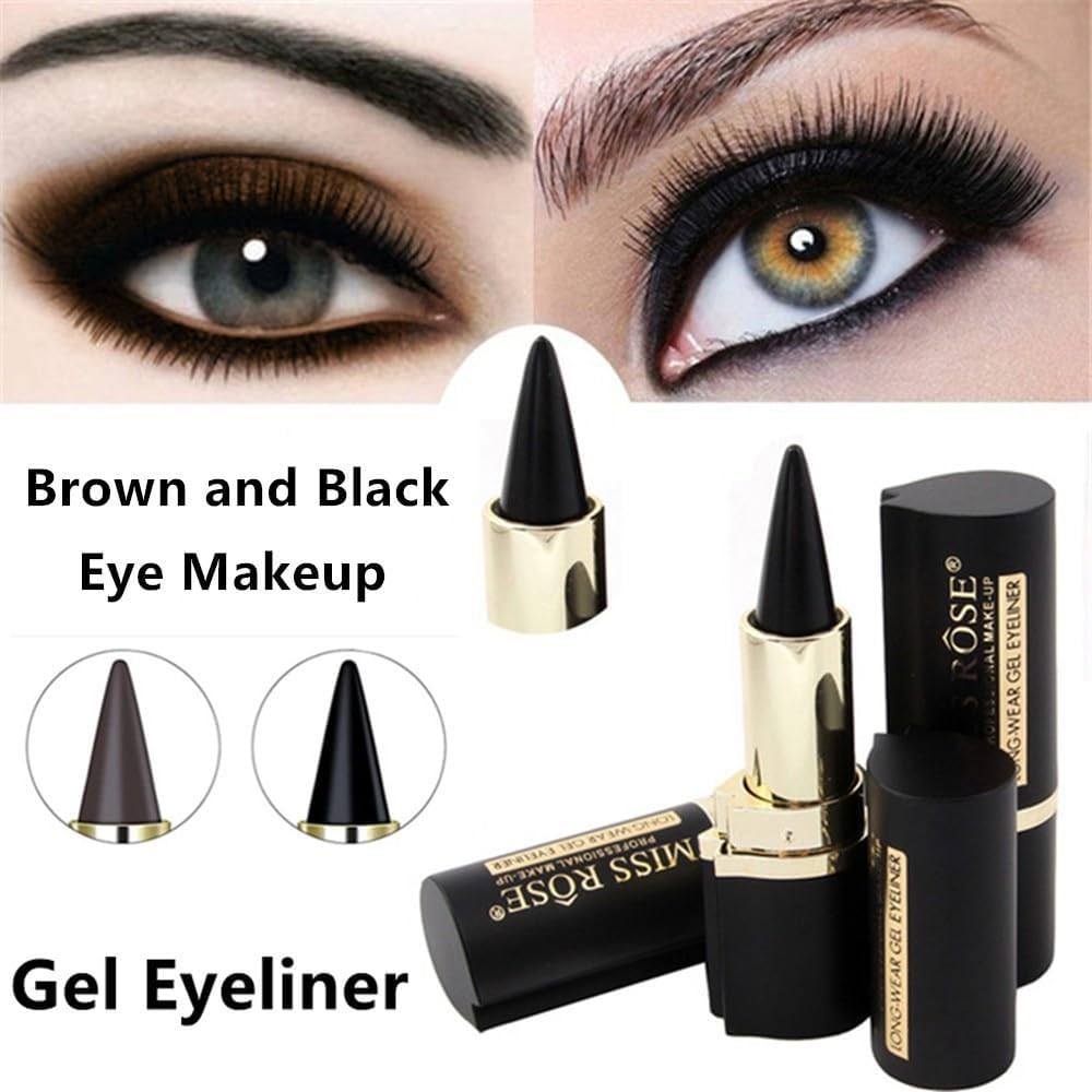 Go Ho Gel Eyeliner Stick,Soft Brown Eye Liner Cream Stick Crayon,Soft Smooth Long Wearing Eyeliner Pen,Eyeshadow Lips Makeup for Women(Brown) image number 5