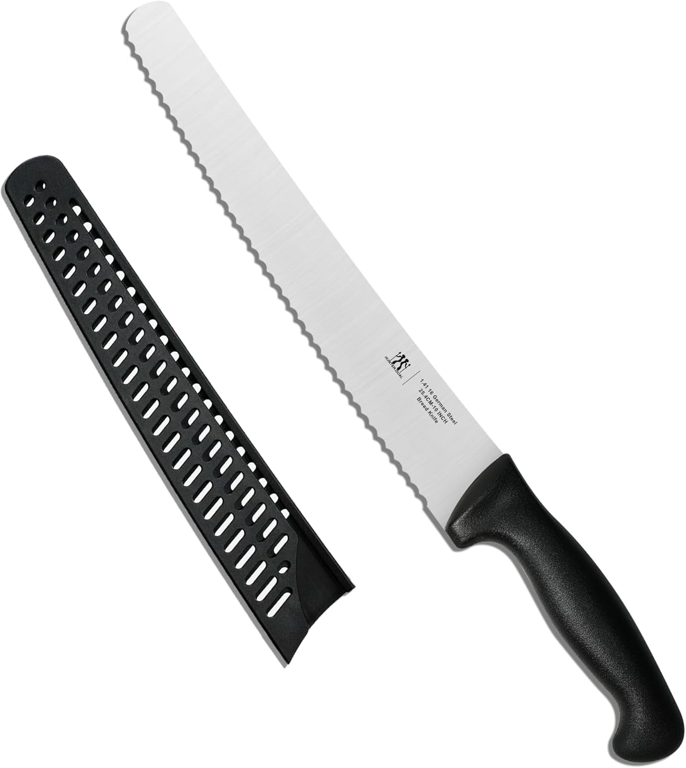 Bread Knife, 10 Inch Serrated Sourdough Slicer Cutter for Homemade Bread, 1.4116 German Steel, Ergonomic Anti-Slip Handle (Black, 10 Inch) image number 4