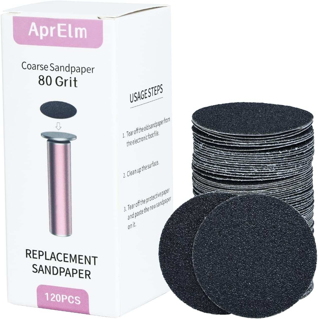 120Pcs Replaceable Sandpaper for Electric Foot Callus Remover, 180 Grit Fine Sandpaper Refill Discs