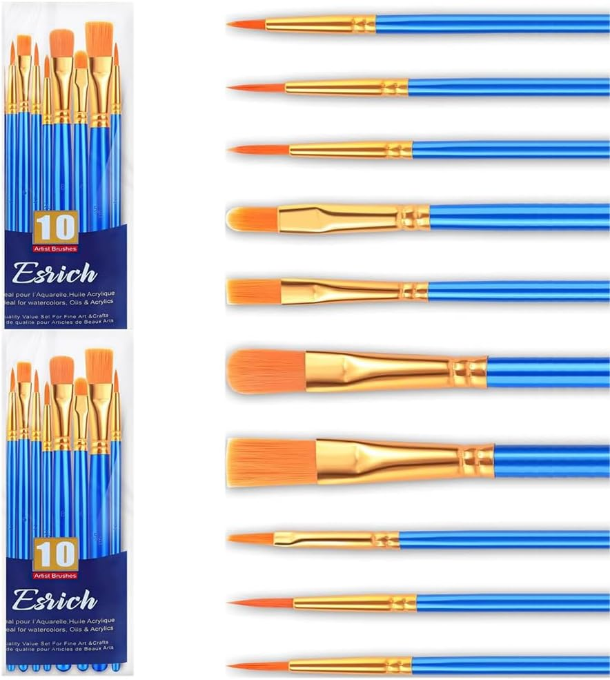 Fyvadio Acrylic Paint Brushes Set,2 Packs /20 Pcs Nylon Paintbrushes Head, Suitable for Acrylic Oil Watercolor Rock Body Face Nail Art Perfect Suit of Art Painting, Best Gifts for Kids Adult Drawing image number 5