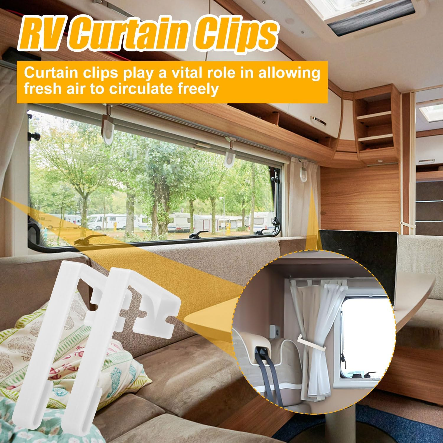 PEUTIER 4 Pack RV Curtain Track Clip Set, Plastic RV Side Curtain Holder Camper Window Curtain Hold down RV Parts and Accessories (White) image number 5