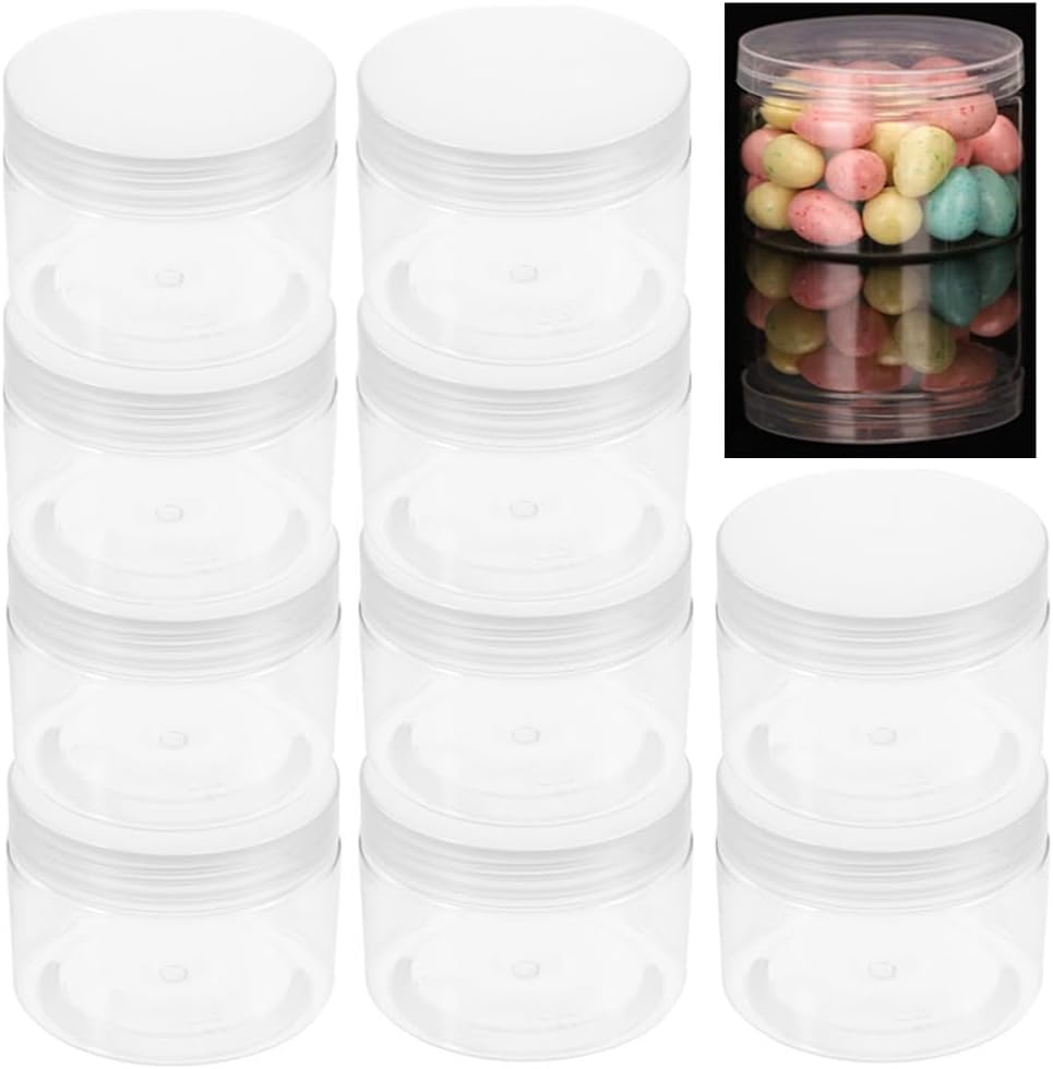 150ML Plastic Jars, Wanfoou 10 Pack round Clear Leak-Proof Food Storage Jars for Food Storage, Camping, Hardware Storage, Crafts and Slime Making image number 4