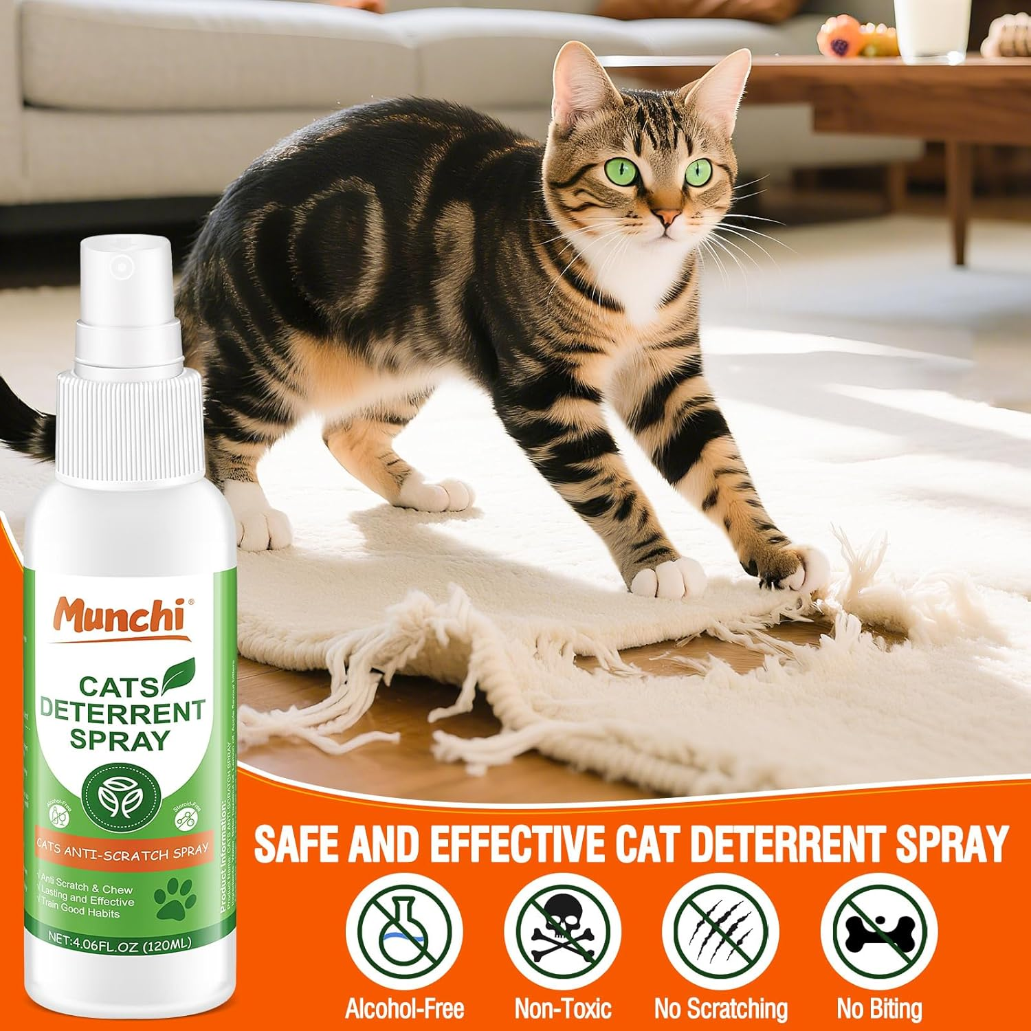 Cat Scratch Deterrent Spray,Natural Cat Repellent Spray for Furniture Indoor & Outdoor, No Scratch Training Aid,Prevent Scratching, Digging & Chewing image number 3