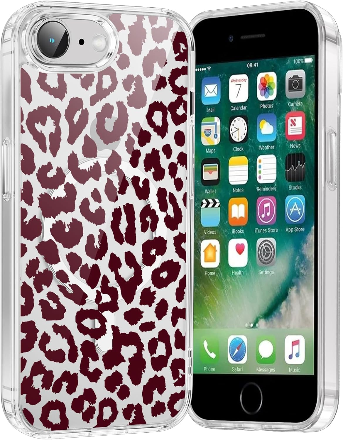 Saqmkil Magnetic Mobile Phone Case for Iphone 16E/Se 4/SE 2025 6.1 Inch Case, Compatible with Magsafe, Transparent Aesthetic Pattern Leopard Girl Case, Soft Silicone TPU Shockproof Protective Cover image number 2