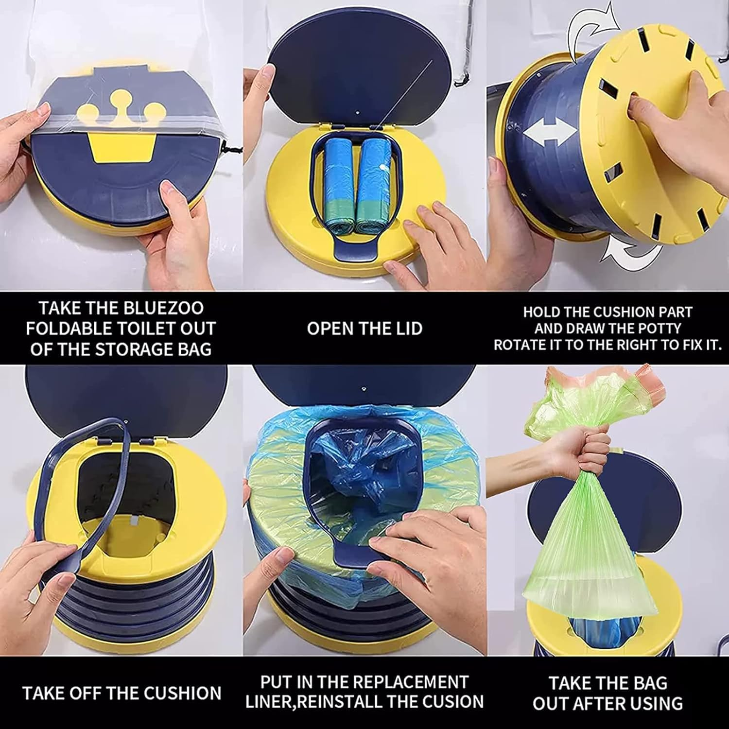 Uandhome Portable Potty Training Seat for Toddler Travel - Toilet Chair with Storage Bag for Home, Car, Camping - Emergency Toddler Potty (Blue) image number 2