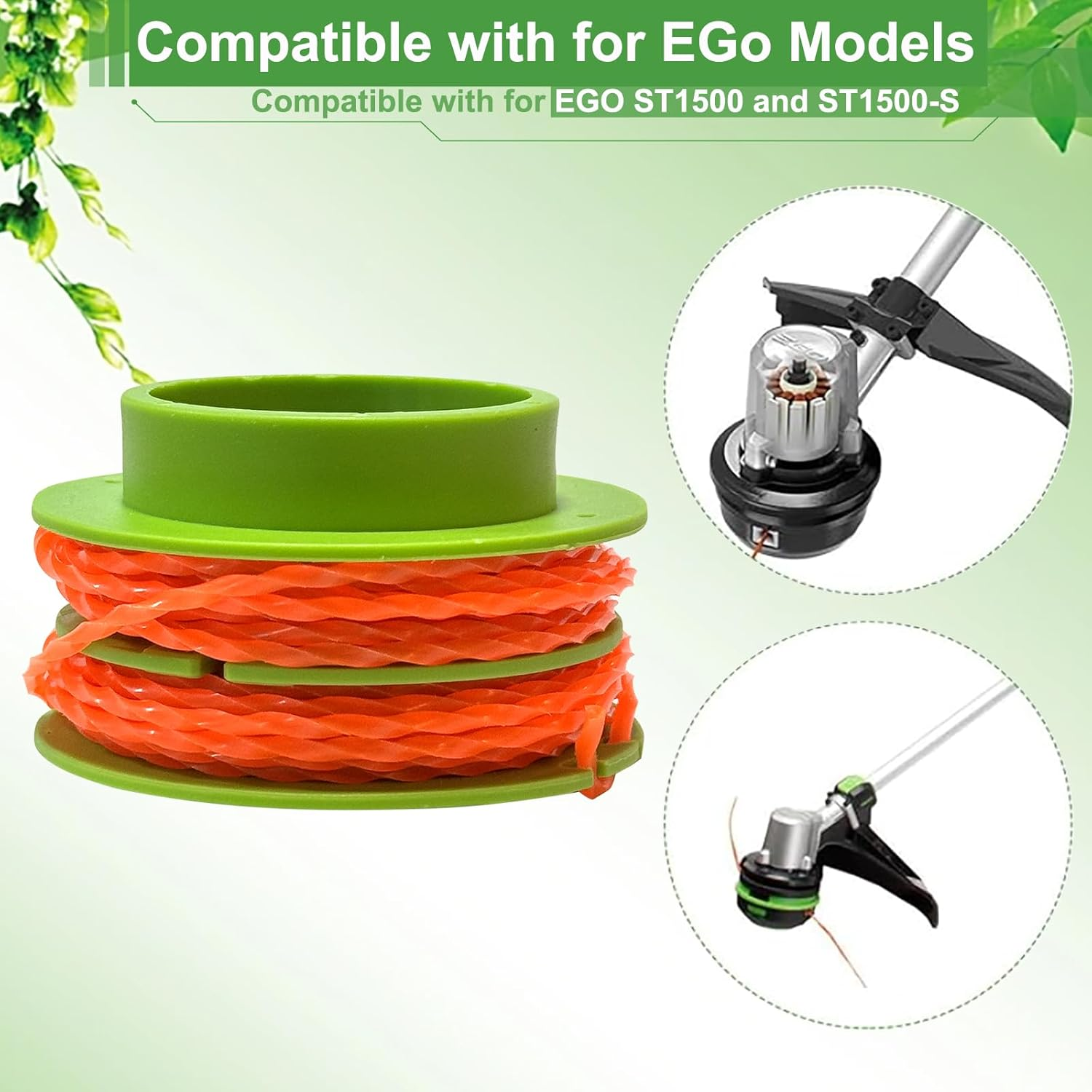 AS1300 Replacement Trimmer Spool Line Fits for EGO 15-Inch ST1500SF ST1623T ST1502LB ST1502SA ST1521S ST1511T ST1523S ST1500-S ST1520S String Trimmer, 3 Pack AS1300 Trimmer Spool Line 0.095'' 15FT image number 1