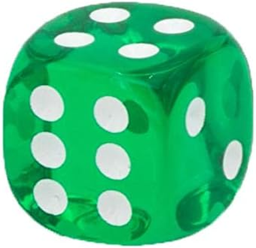 Chessex 27040 D6 Dice Translucent 12Mm Green/White (36 Dice in Display) Dice