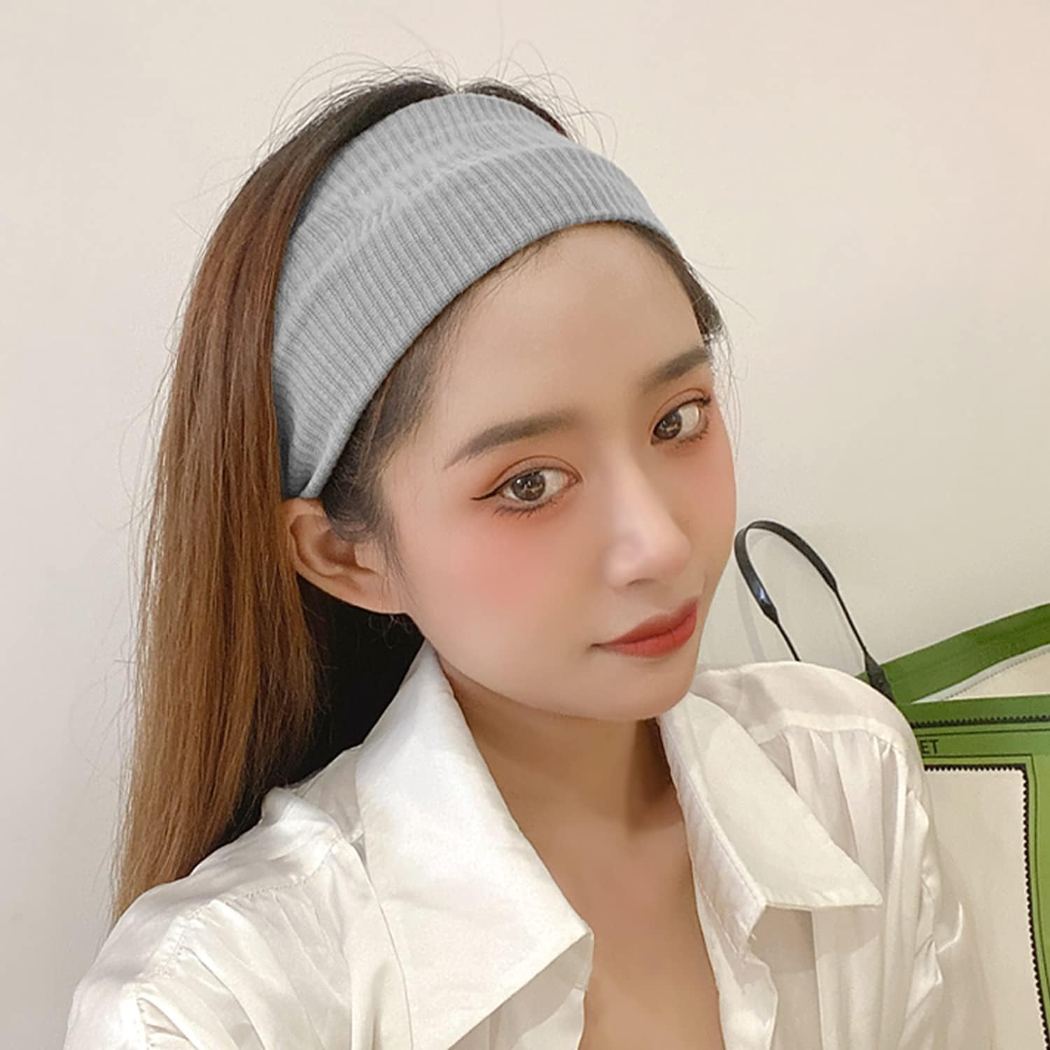 4 Pieces Elastic Headbands, Knitted Headbands, Black Elastic Headbands, Sports Headbands, Yoga Fitness Elastic Headbands for Fitness, Yoga, Running image number 4