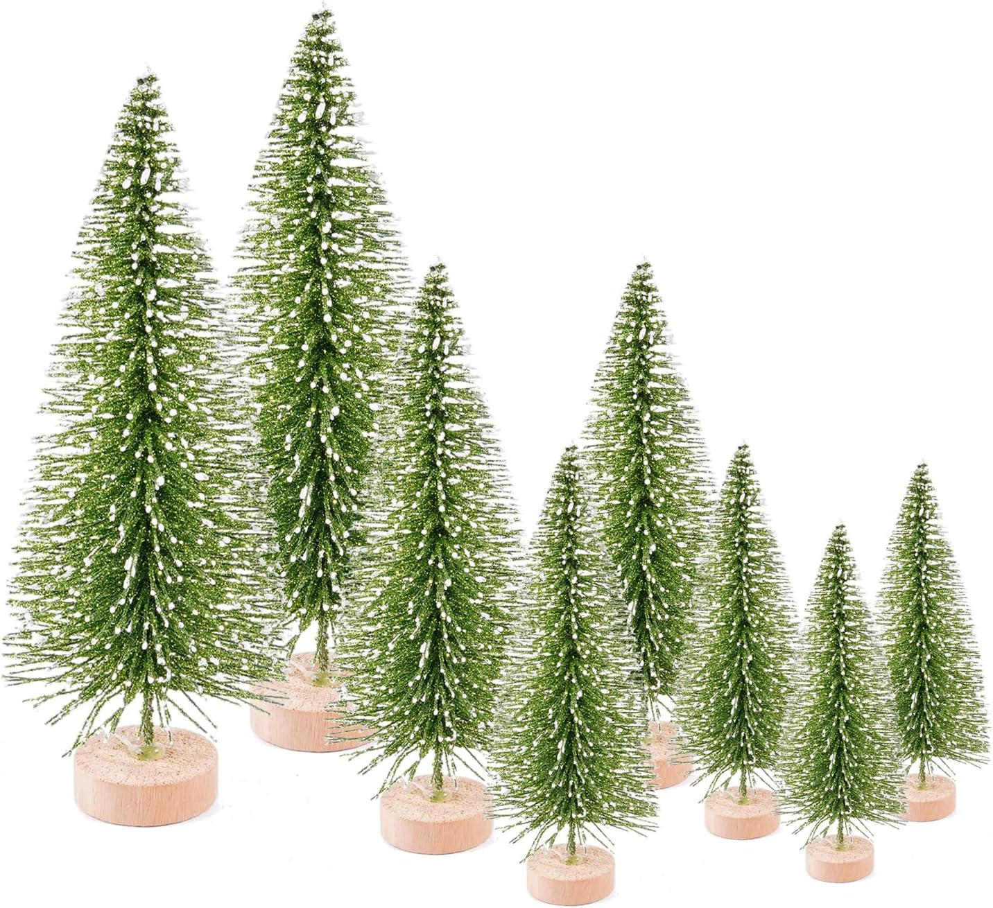8 Pcs Artificial Mini Christmas Trees, Miniature Pine Trees Sisal Trees with Wood Base Tabletop Christmas Tree for Christmas Xmas Holiday New Year (Gold, 8 Pcs)