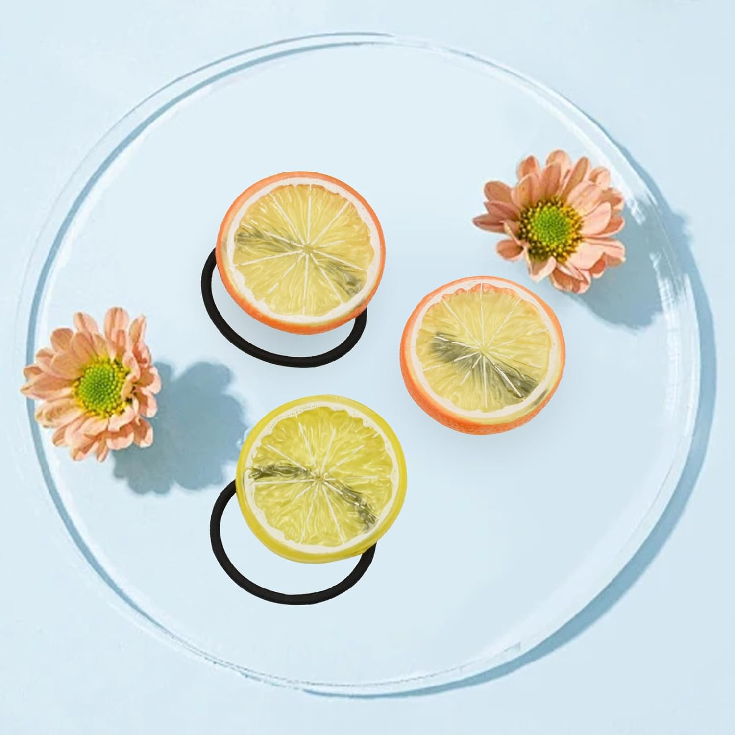 Pack of 3 Hair Ties, 3 Pieces Hair Clips, Lemon, Orange, Watermelon Hair Ties, Lemon, Orange, Watermelon Hair Clips, Hair Accessories for Teenage Girls, Accessories for Girls image number 5