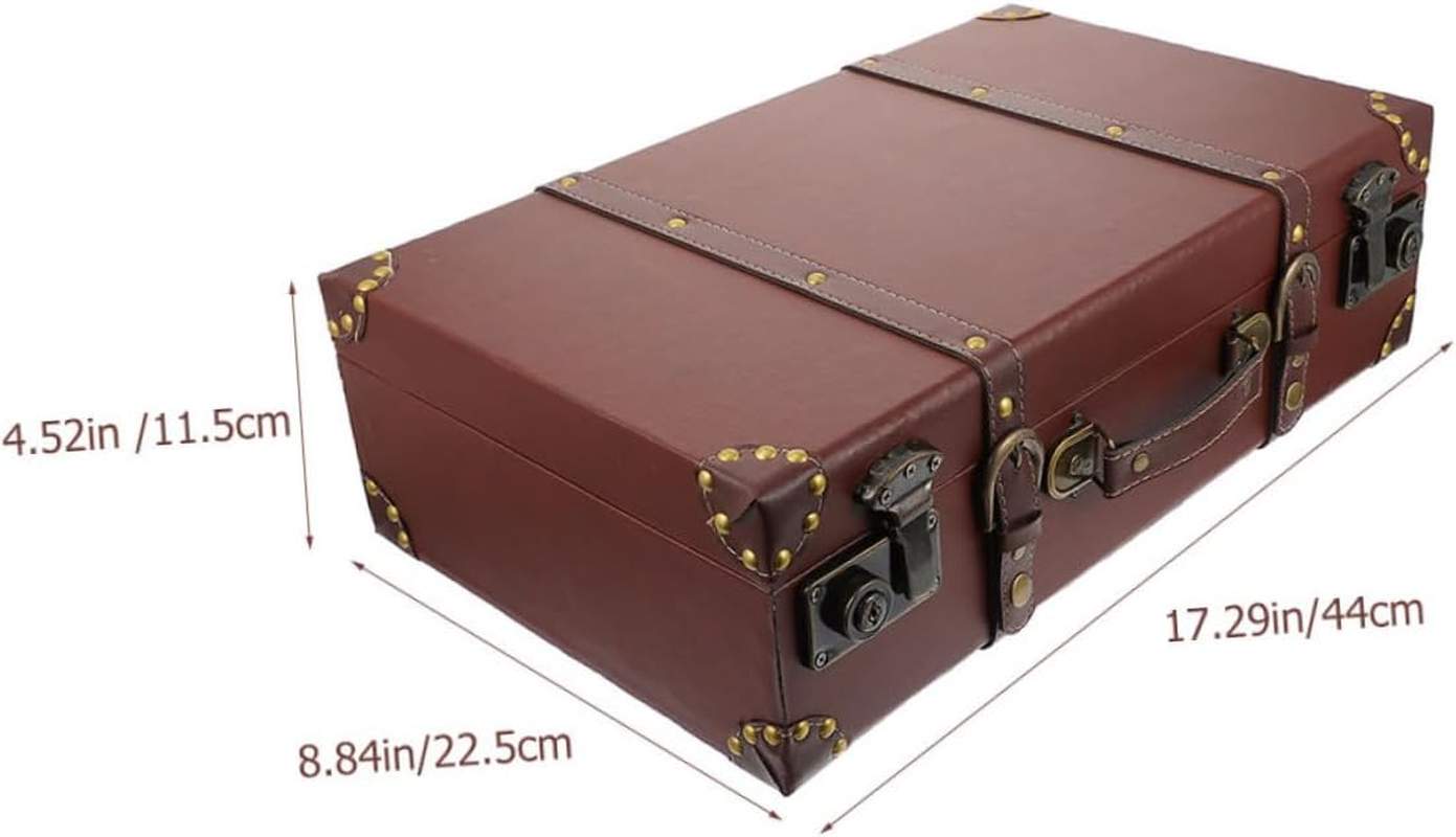 Iplusmile Vintage Style Suitcase Multi-Functional Decorative Storage Box Small Brown Wooden Portable Packing Case for Home Decor and Photo Props image number 6