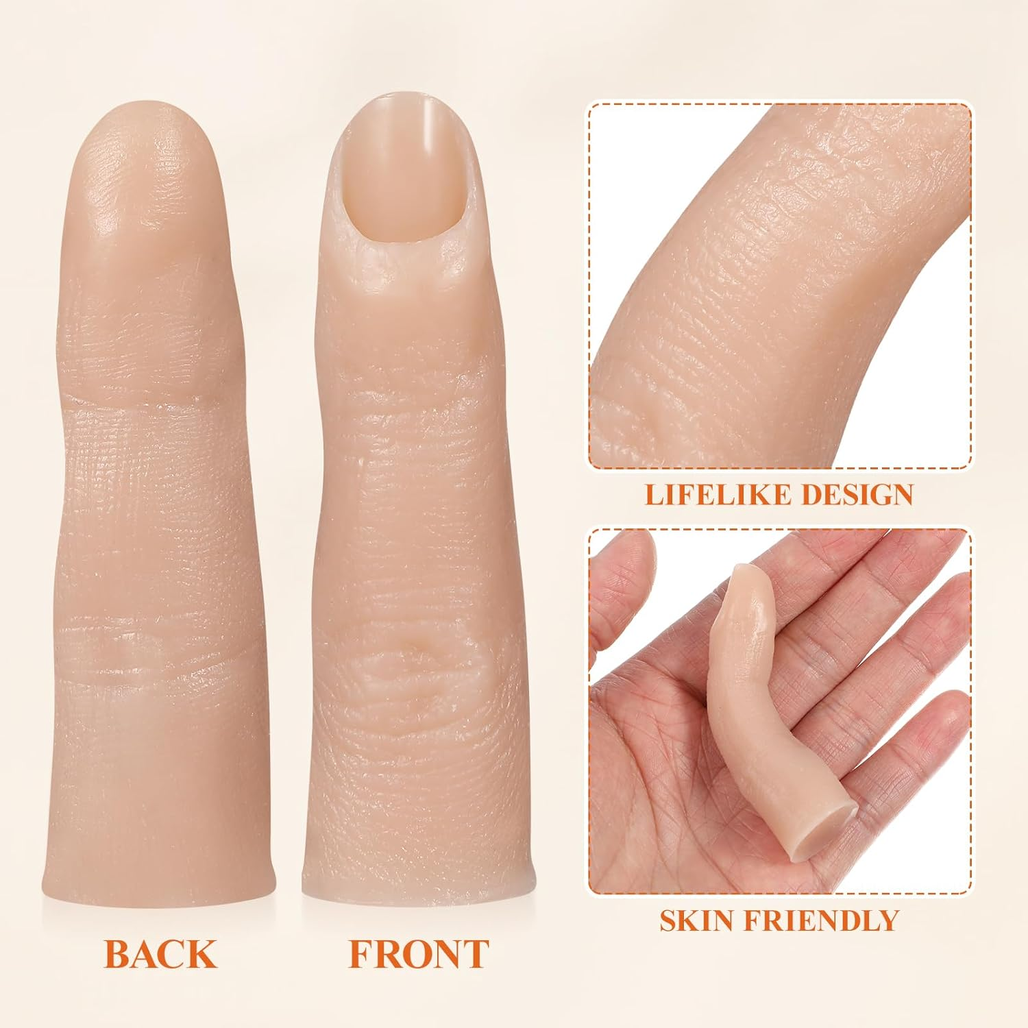 Silicone Practice Fingers for Acrylic Nails, Soft Fake Fingers to Practice Fake Nails, Flexible Nail Practice Fingers Hand for DIY Flexible Nail Art Training image number 3