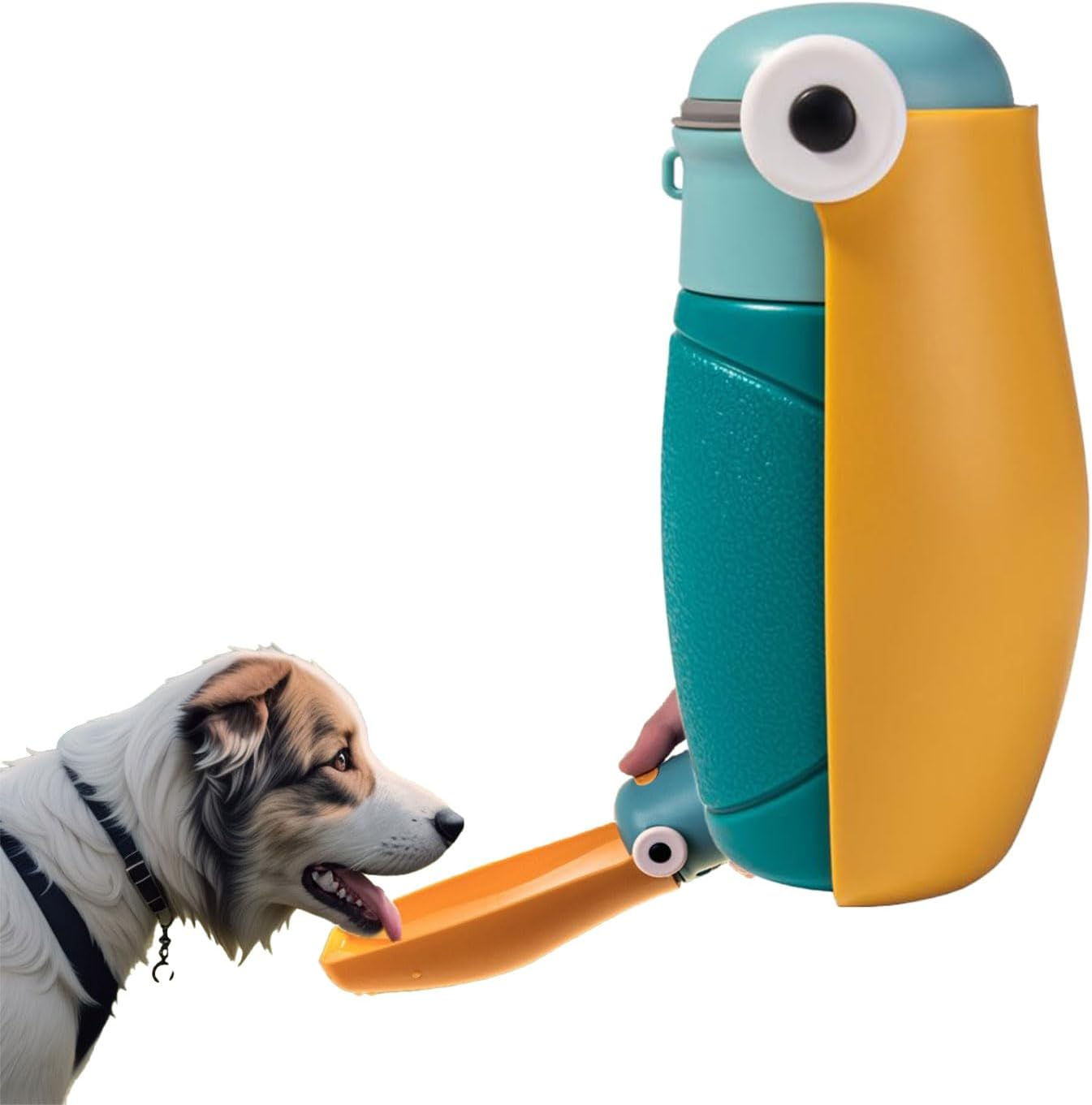 VCCLFSIA Portable Dog Water Bottle, 2025 New Upgraded Leak Proof Dog Travel Water Bottle Dispenser, Puppy Travel Bowl for Dogs Cats Puppies Kittens (Blue & Yellow, 480ML) image number 1