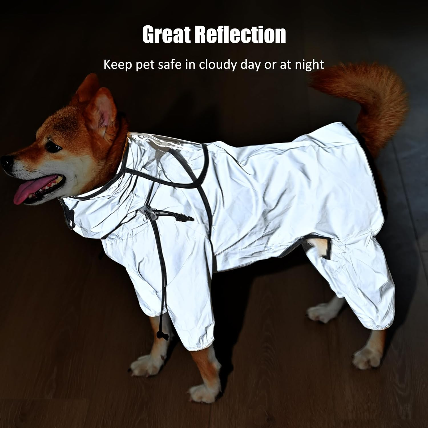 Avont Dog Raincoat - Waterproof Rain Jacket with Transparent Hood, Fully Reflective & Adjustable Pet Rain Poncho for Puppy -Grey (S) image number 2