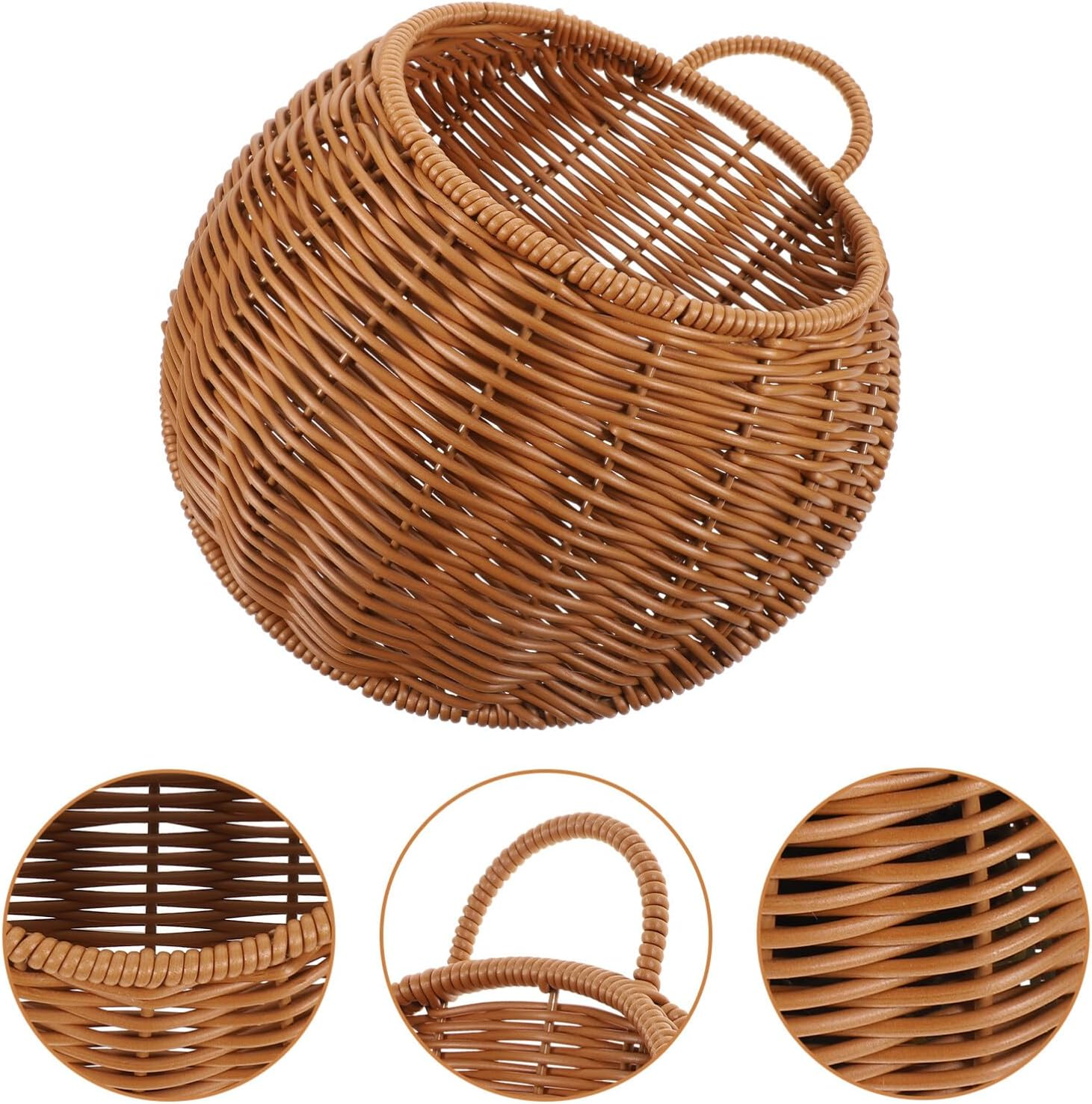 Alipis Woven Basket Hanging Storage Basket Half round Flower Basket Wall Hanging Flower Pot Fruit Vegetable Rattan Box Railing Planter