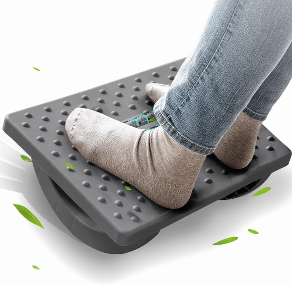 Casazenith Foot Rest, Six Heights Adjustable, Foot Massager, Non-Slip, Durable, Ergonomic under Desk Foot Stool for Home, Office, Travel, Gaming