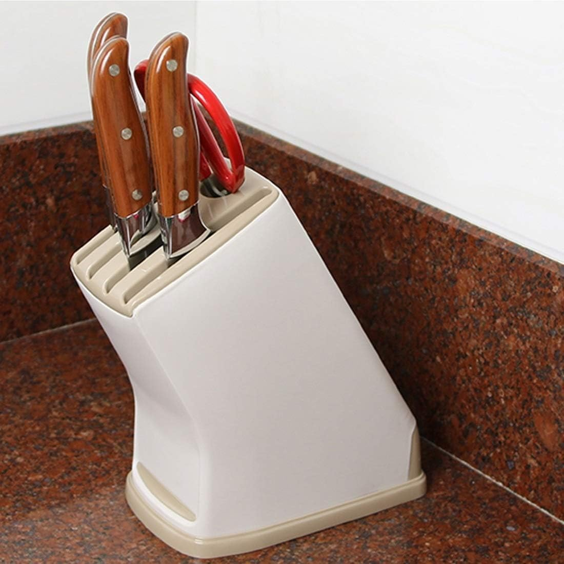 Kitchen Shelf Multifunction Kitchen Accessories Plastic Knife Rack Storage Rack, Size: 17.5 * 10.5 * 21.5Cm (Green) Kitchen Shelf (Color : Taupe) image number 1