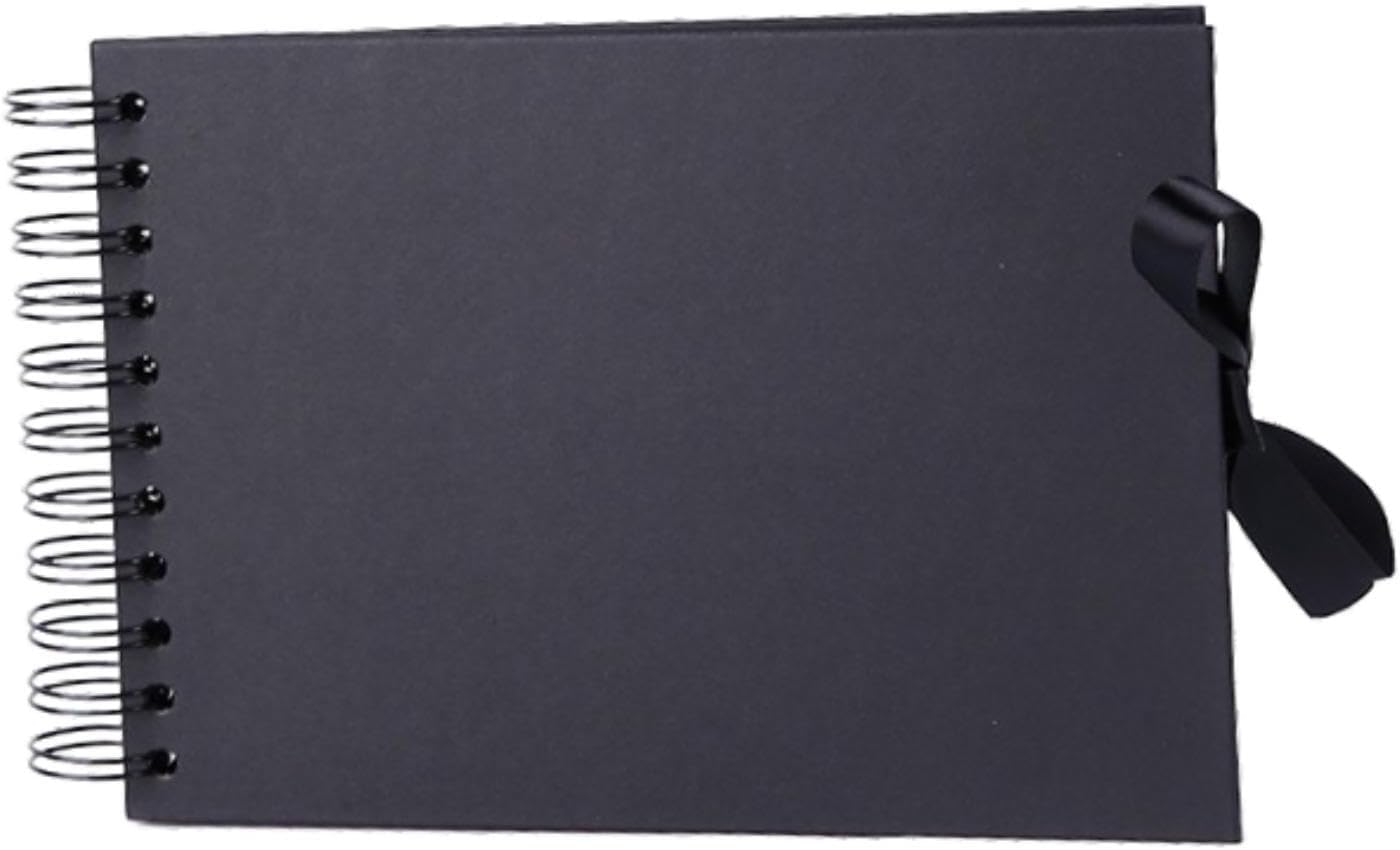 Scrapbook Album Scrapbook Photo Album Wedding Guest Book Memory Book Photo Book Paper Bowknot Decorative DIY Suitable for Birthday Adventure, Black