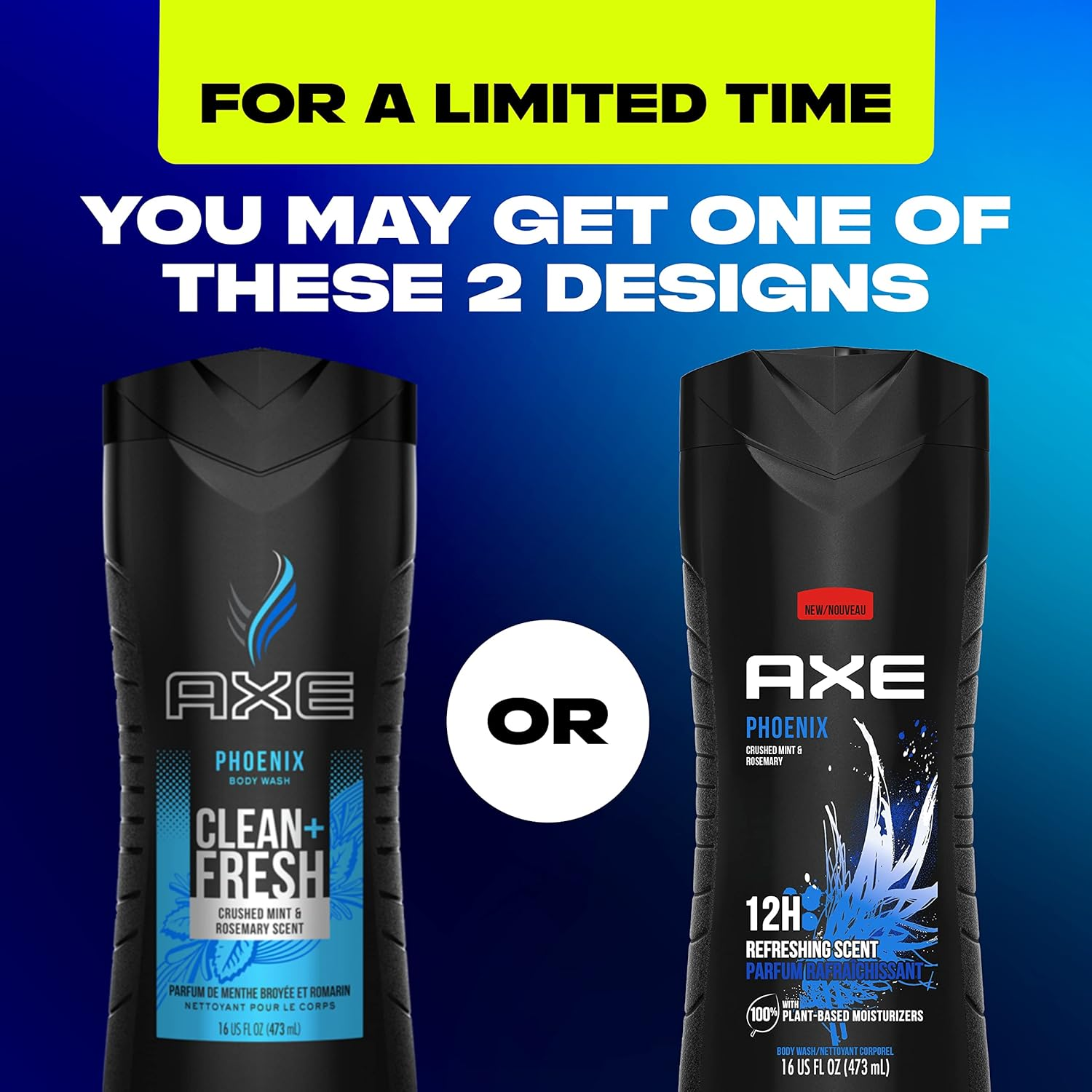 AXE Body Wash 12H Refreshing Scent Phoenix Crushed Mint & Rosemary Men'S Body Wash with 100% Plant-Based Moisturizers 16Oz 4 Pack image number 6