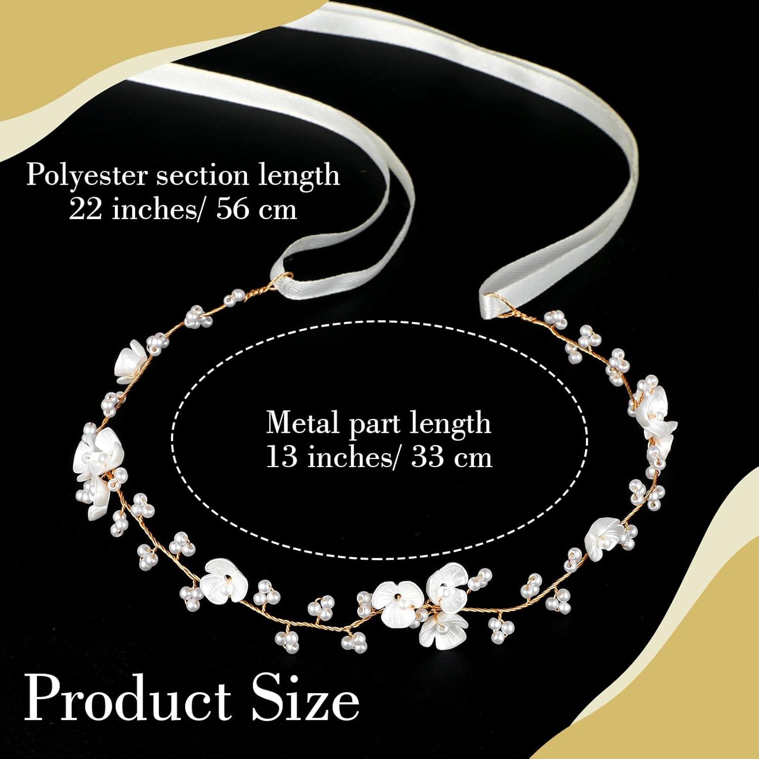 Flower Crown for Girls, Bridal Pearl Headband Women Floral Crowns for Wedding and Birthday, Flower Girl Hair Accessory Headpiece for Party and First Communion image number 2