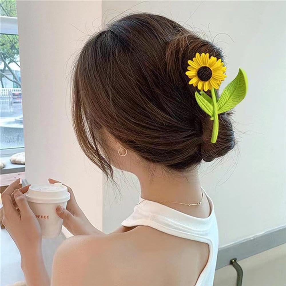 Namvo 1 Piece Sunflower Hair Clip for Women Large Non-Slip Strong Metal Hair Clip Hair Clip Hair Accessories for Medium Thick Hair image number 6